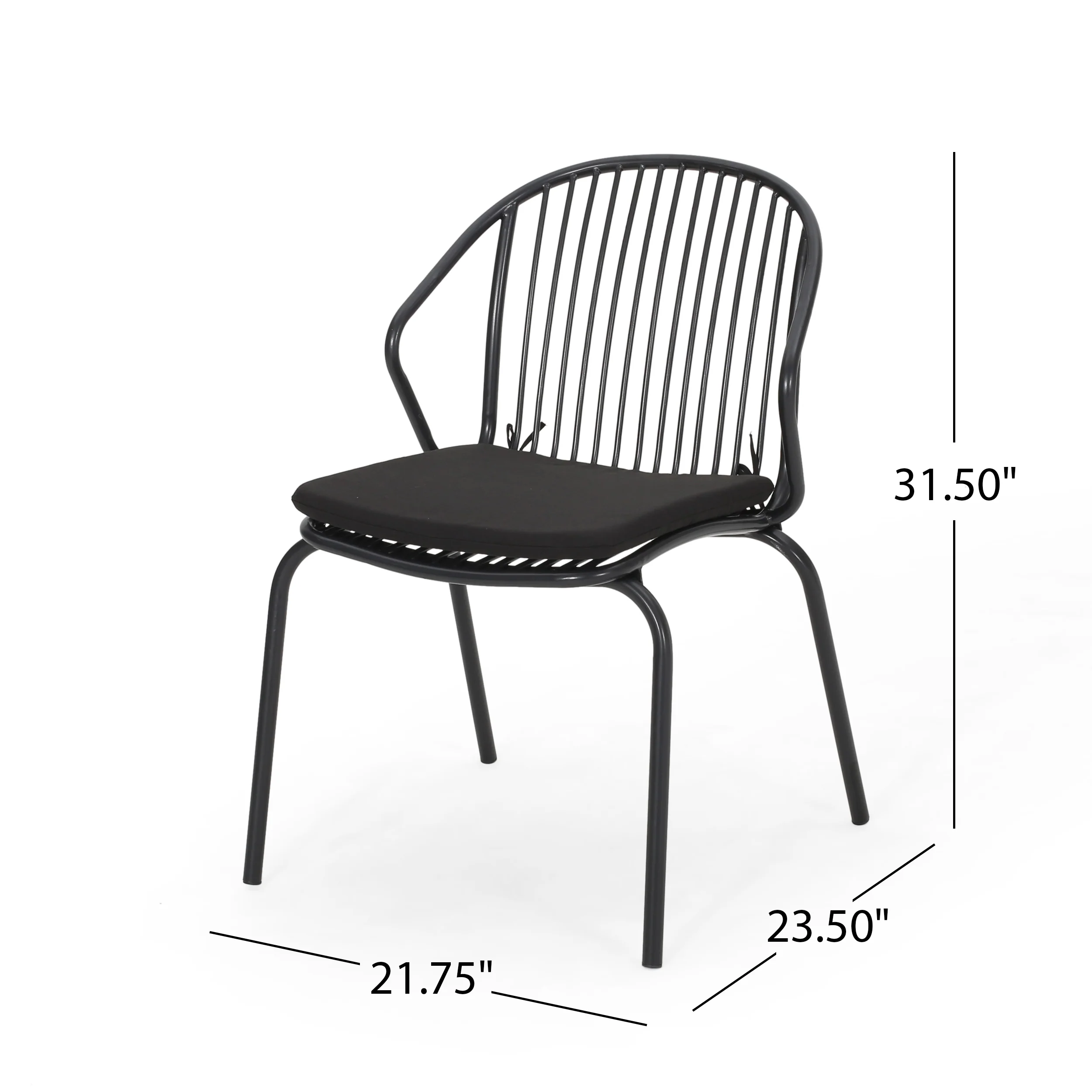 Emily Outdoor Modern Iron Club Chair with Cushion (Set of 2) - furnishings