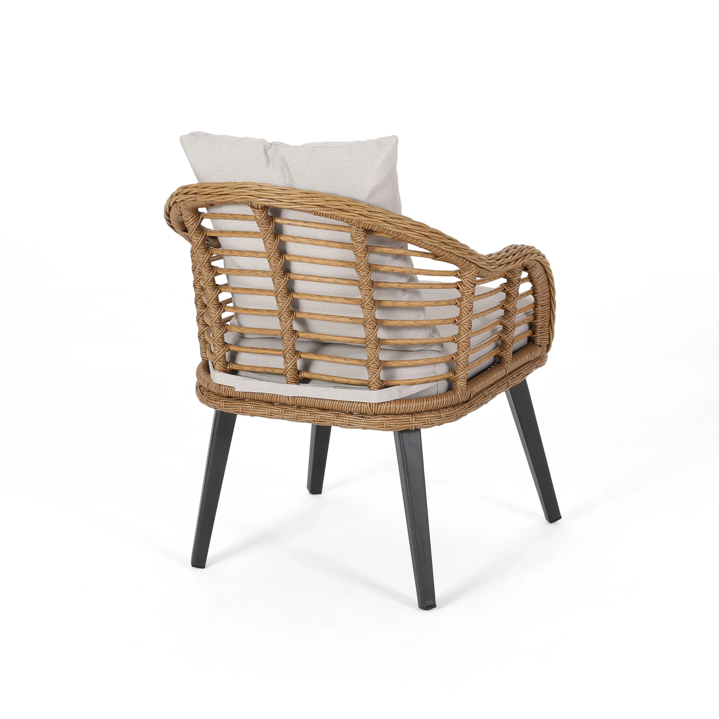 Evvy Outdoor Modern Boho 2 Seater Wicker Chat Set with Side Table - furnishings