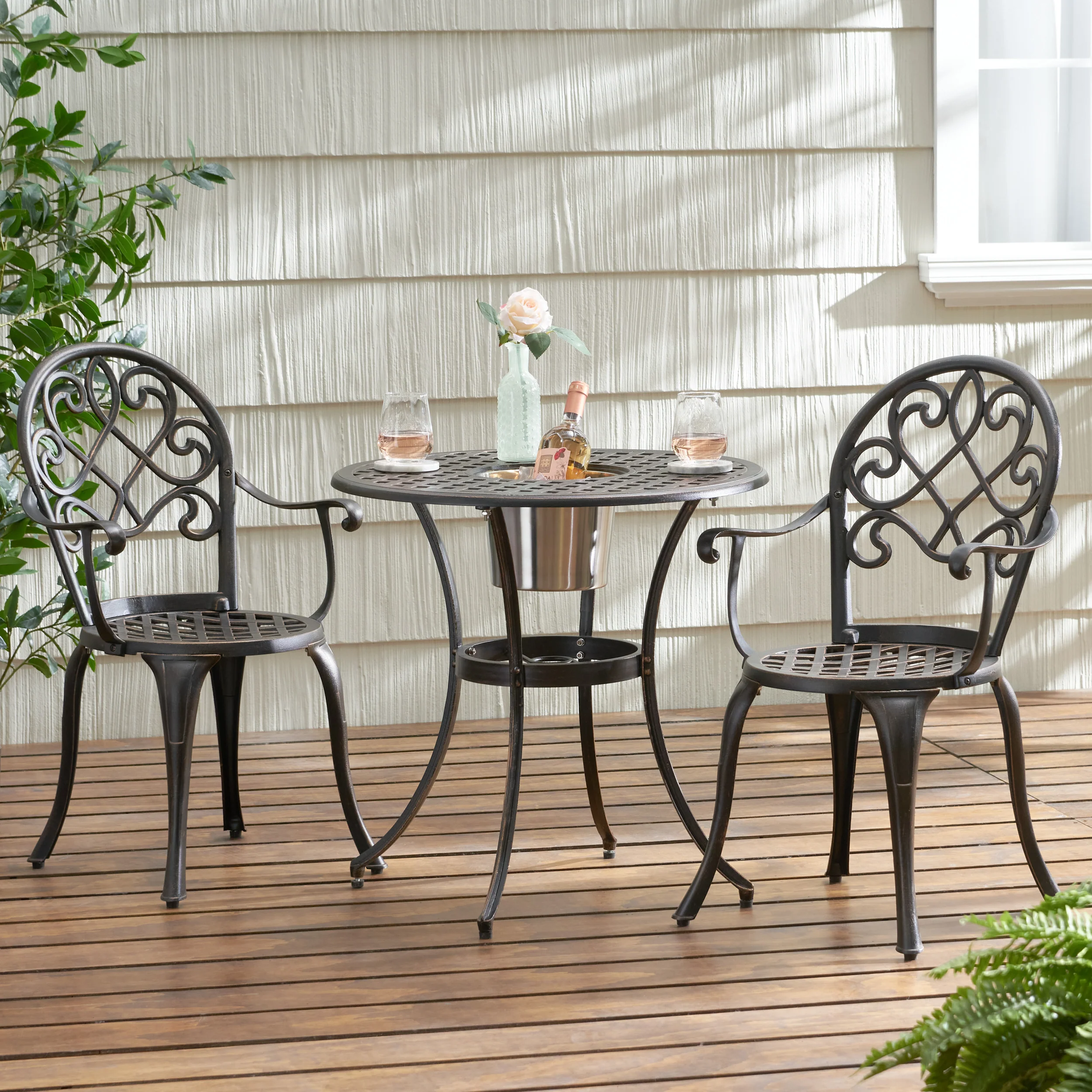 Palermo Copper Cast Aluminum 3pc Bistro Set - furnishings