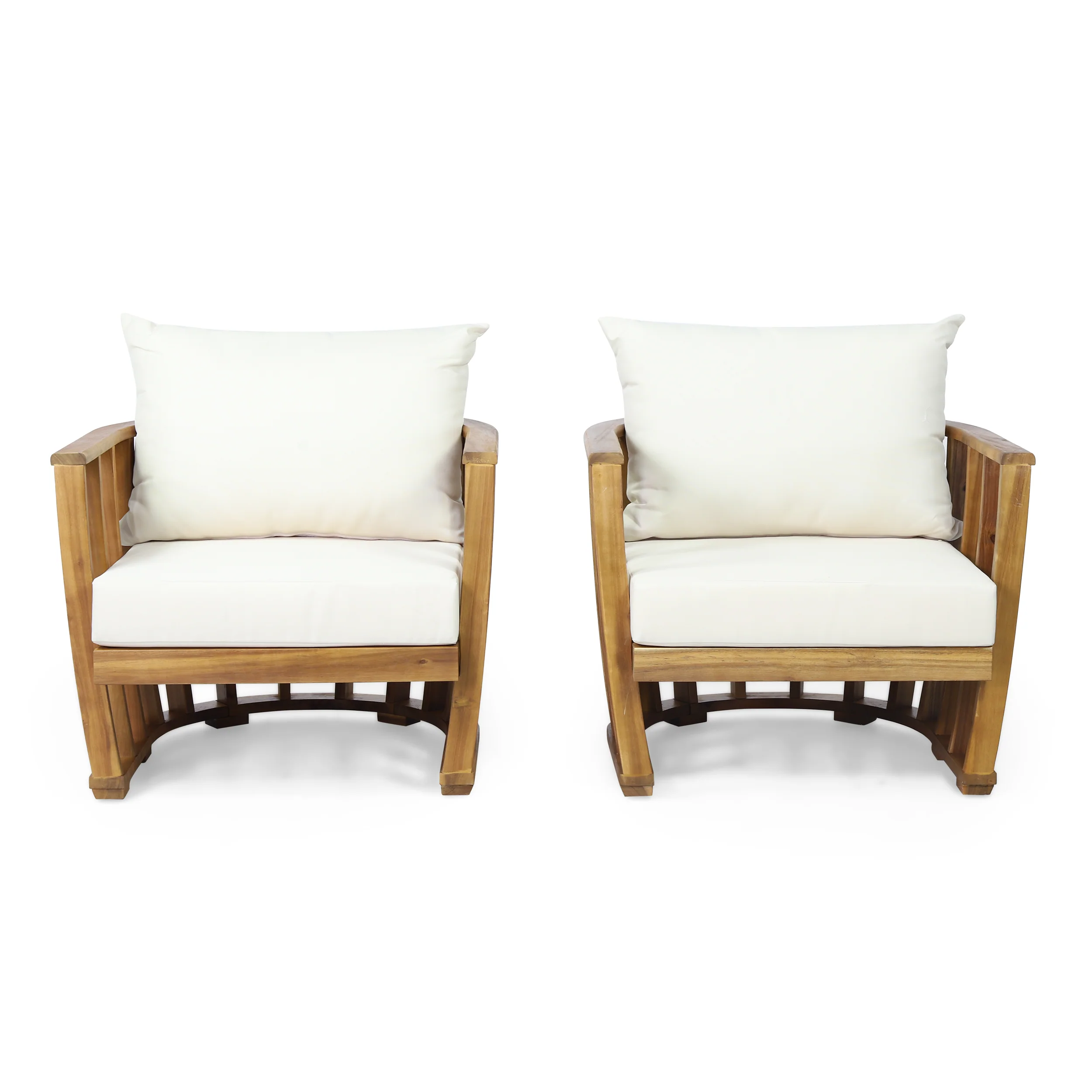Wallowa Outdoor Acacia Wood Club Chairs with Cushions (Set 2) - furnishings