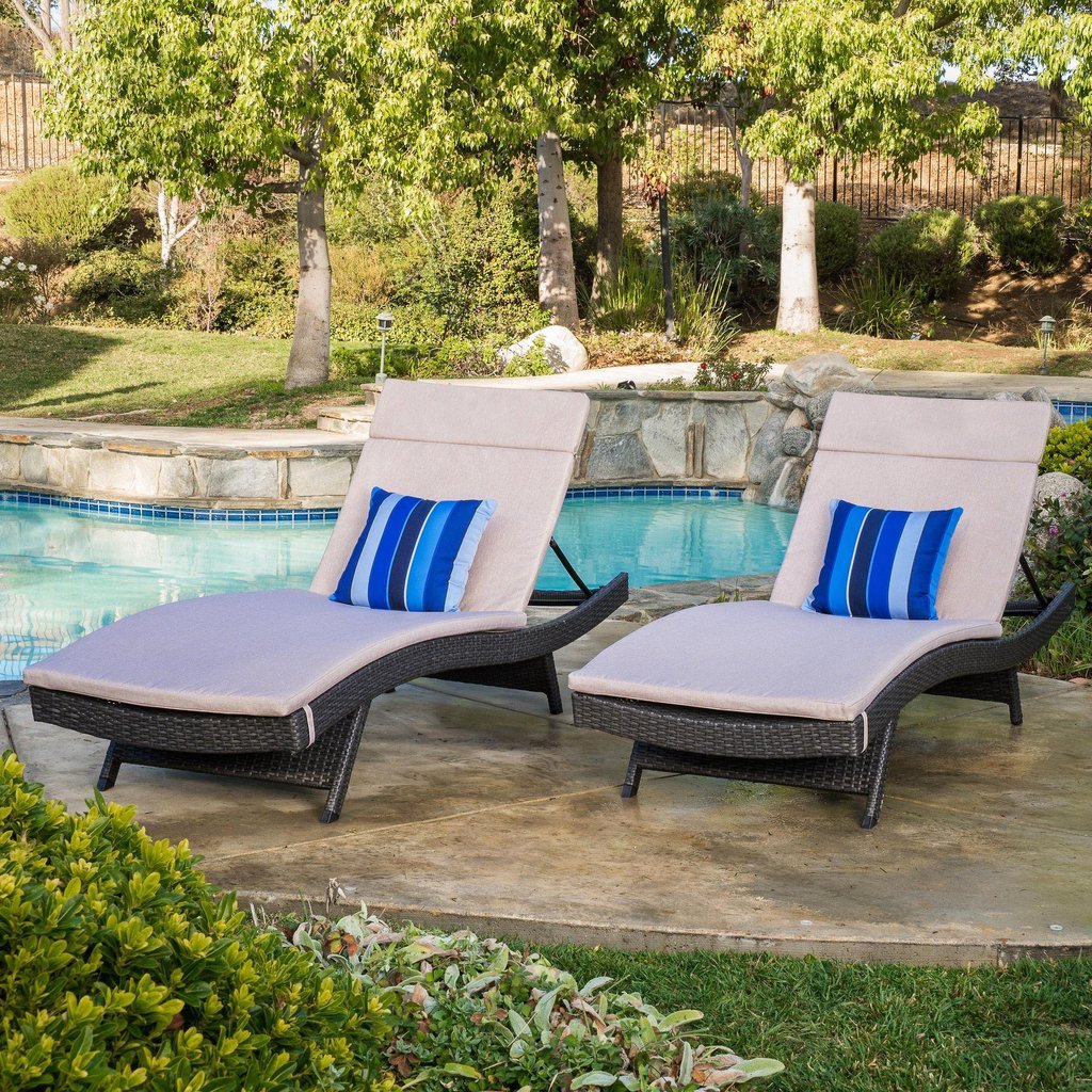 Lakeport Outdoor Grey Wicker Adjustable Chaise Lounge w/ Cushion - furnishings