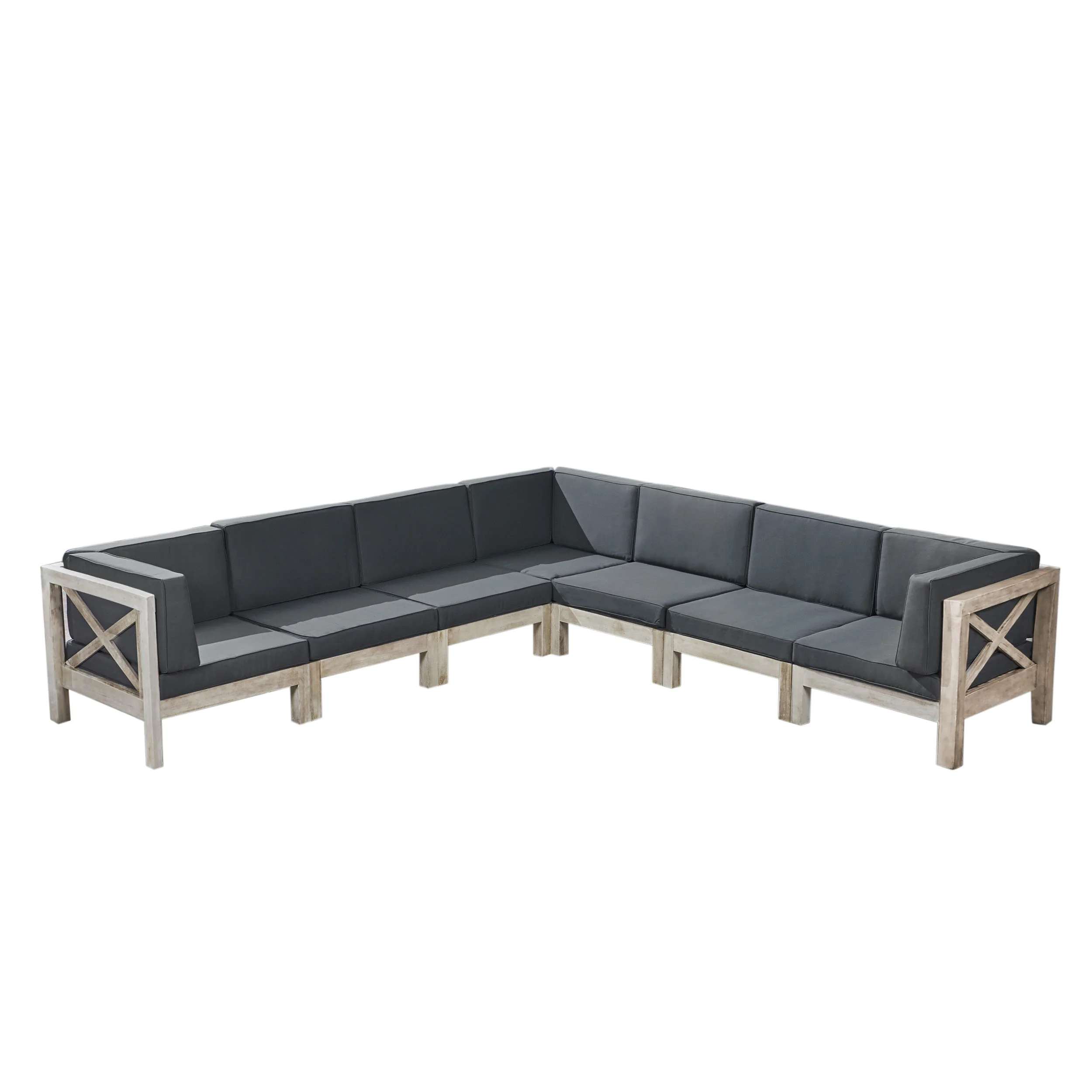 Dale Outdoor 7 Seater Acacia Wood Sectional Sofa Set - furnishings