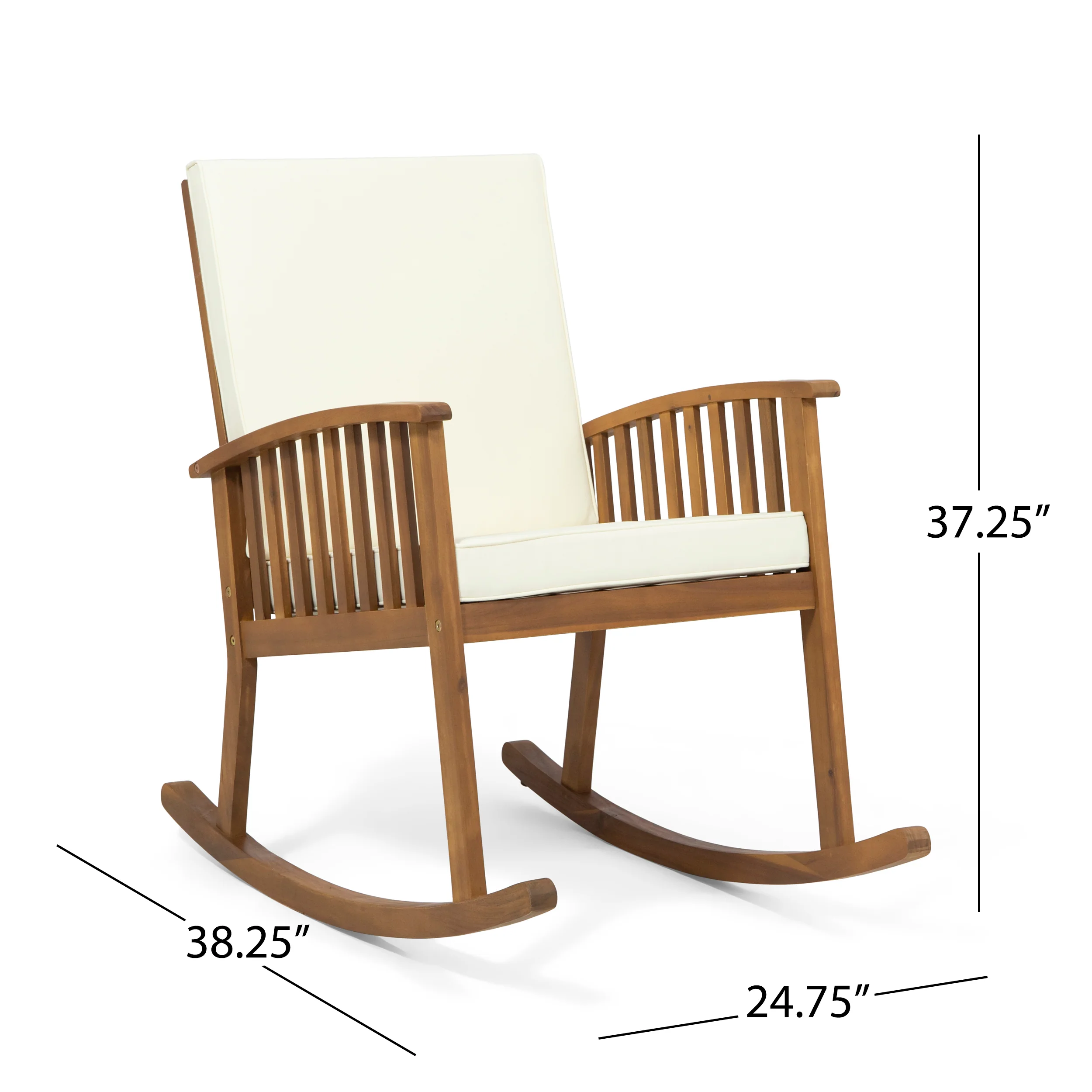 Sandy Outdoor Acacia Wood 2 Seater Rocking Chairs and Side Table Set - furnishings