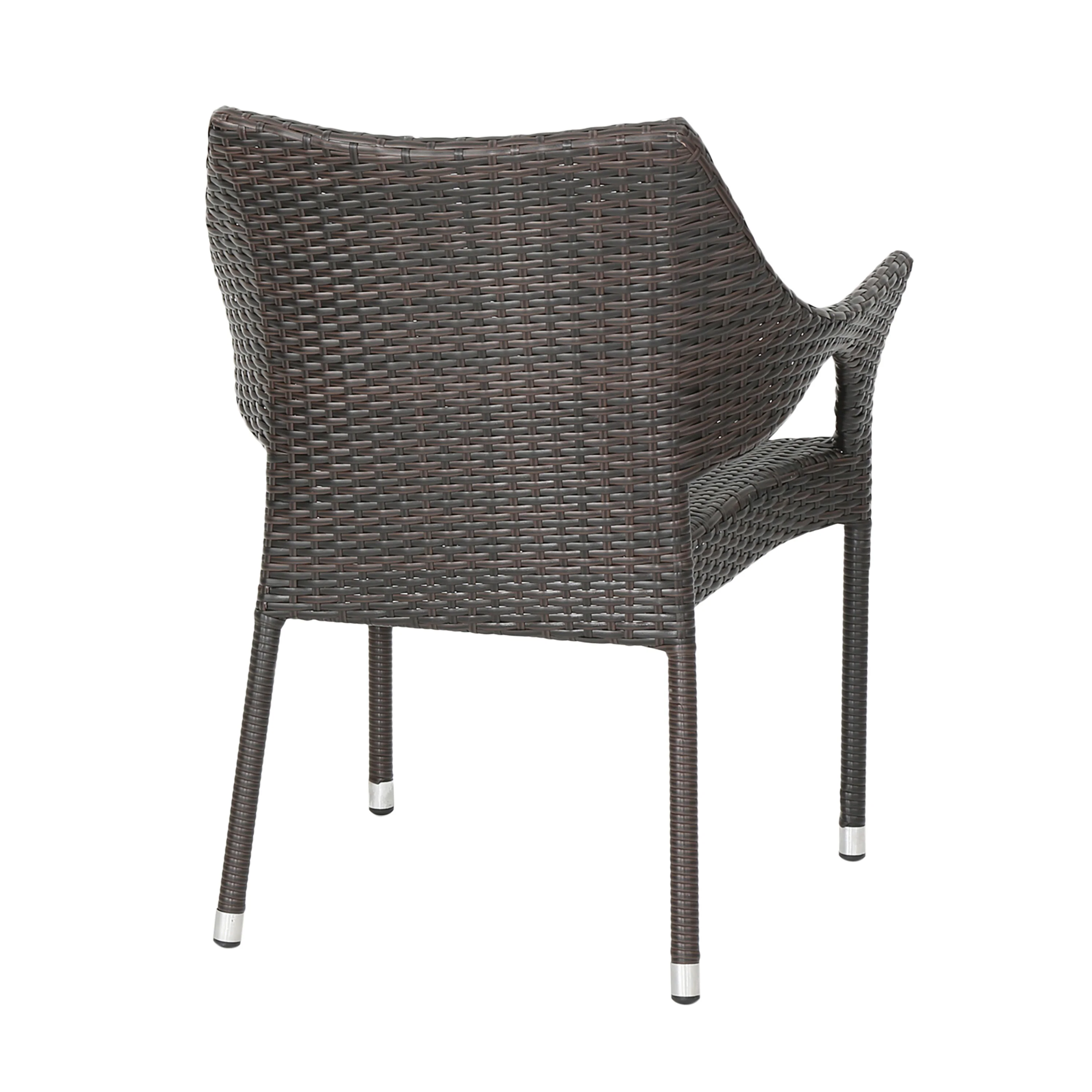 Miranda Outdoor Mix Mocha Wicker Stacking Dining Chairs (Set of 4) - furnishings