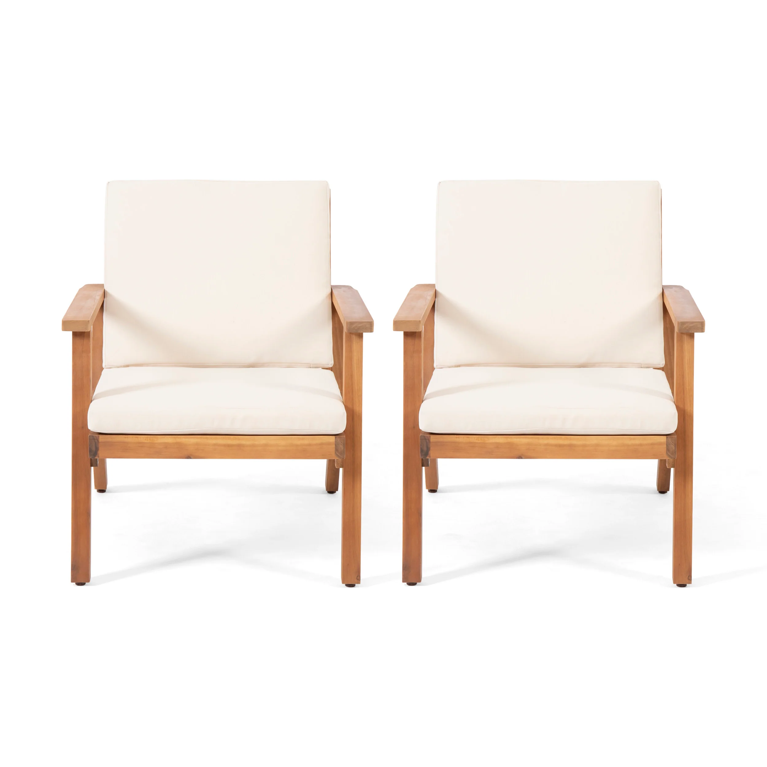 Avacyn Outdoor Acacia Wood Club Chairs with Cushions (Set of 2) - furnishings