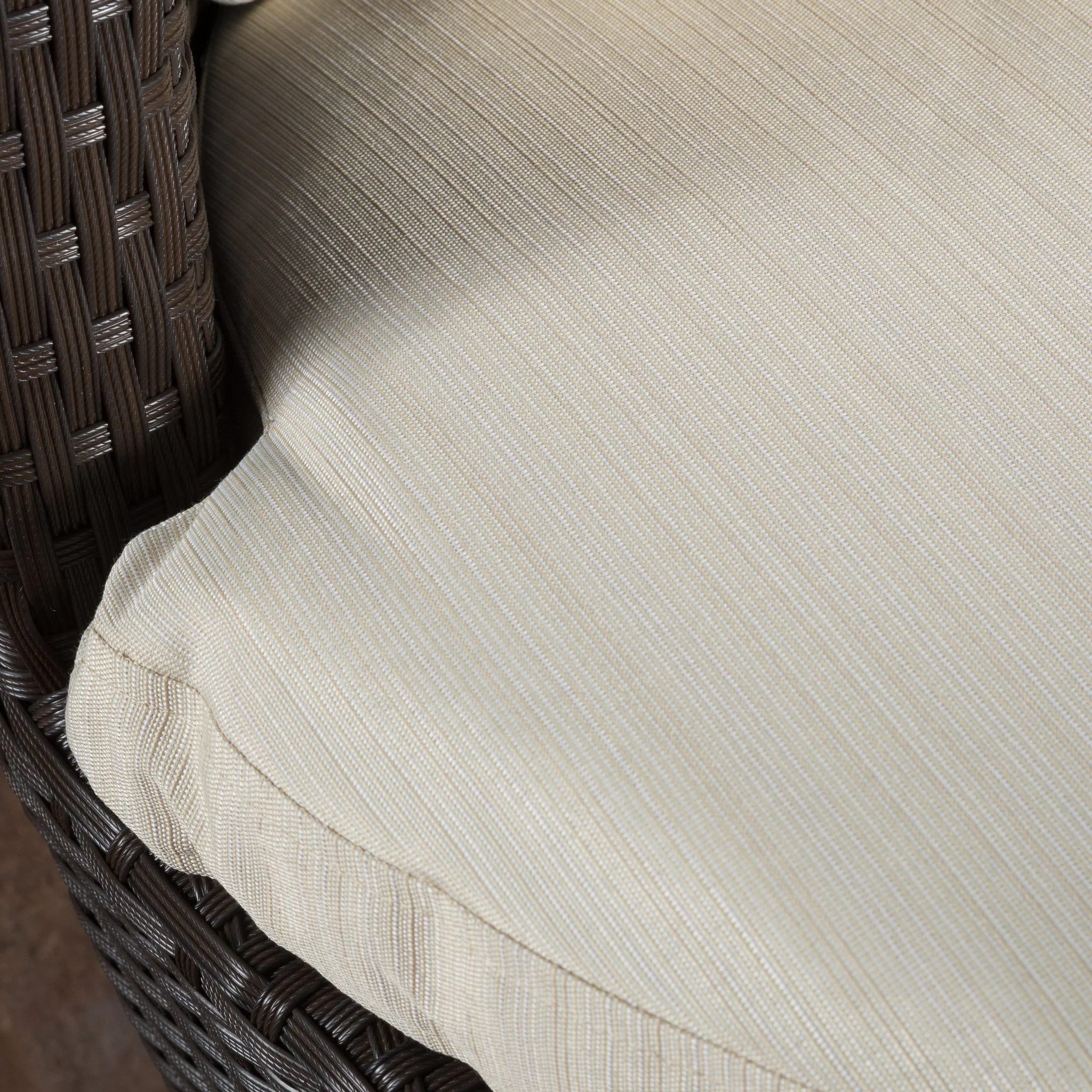 Kyoto Outdoor Round 3-Piece Brown Wicker Chat Set with Beige Cushions - furnishings
