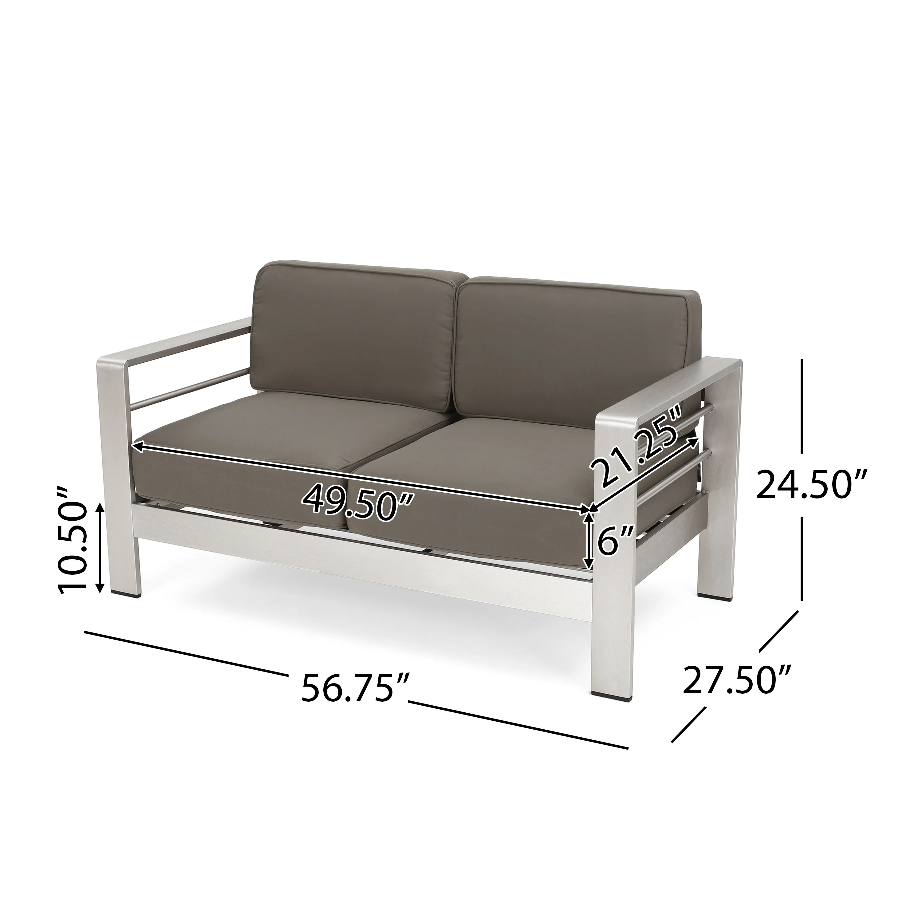 Crested Bay Outdoor Aluminum 4 Piece Chat Set with Sunbrella Cushions - furnishings
