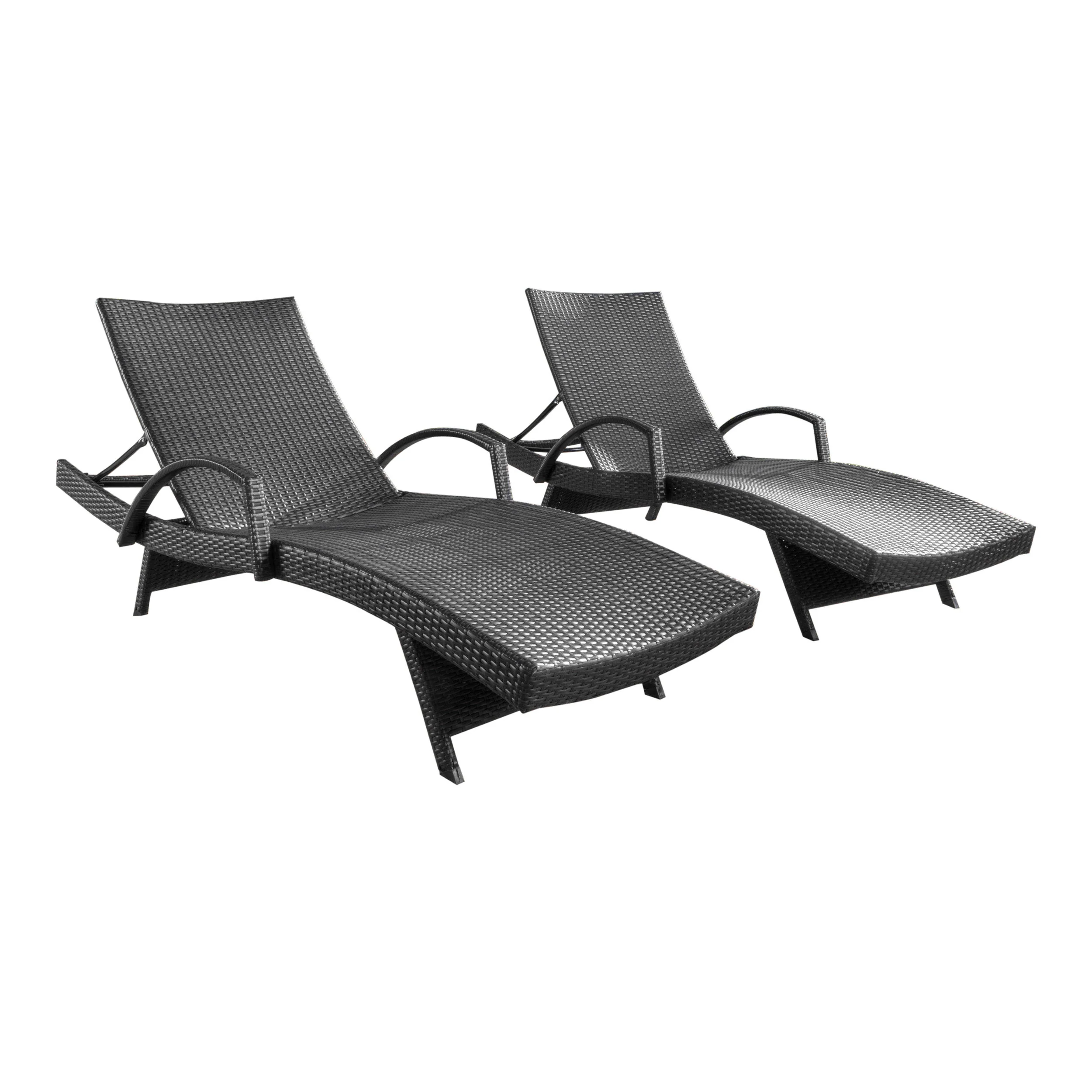 Soleil Outdoor Gray Wicker Arm Chaise Lounges - furnishings