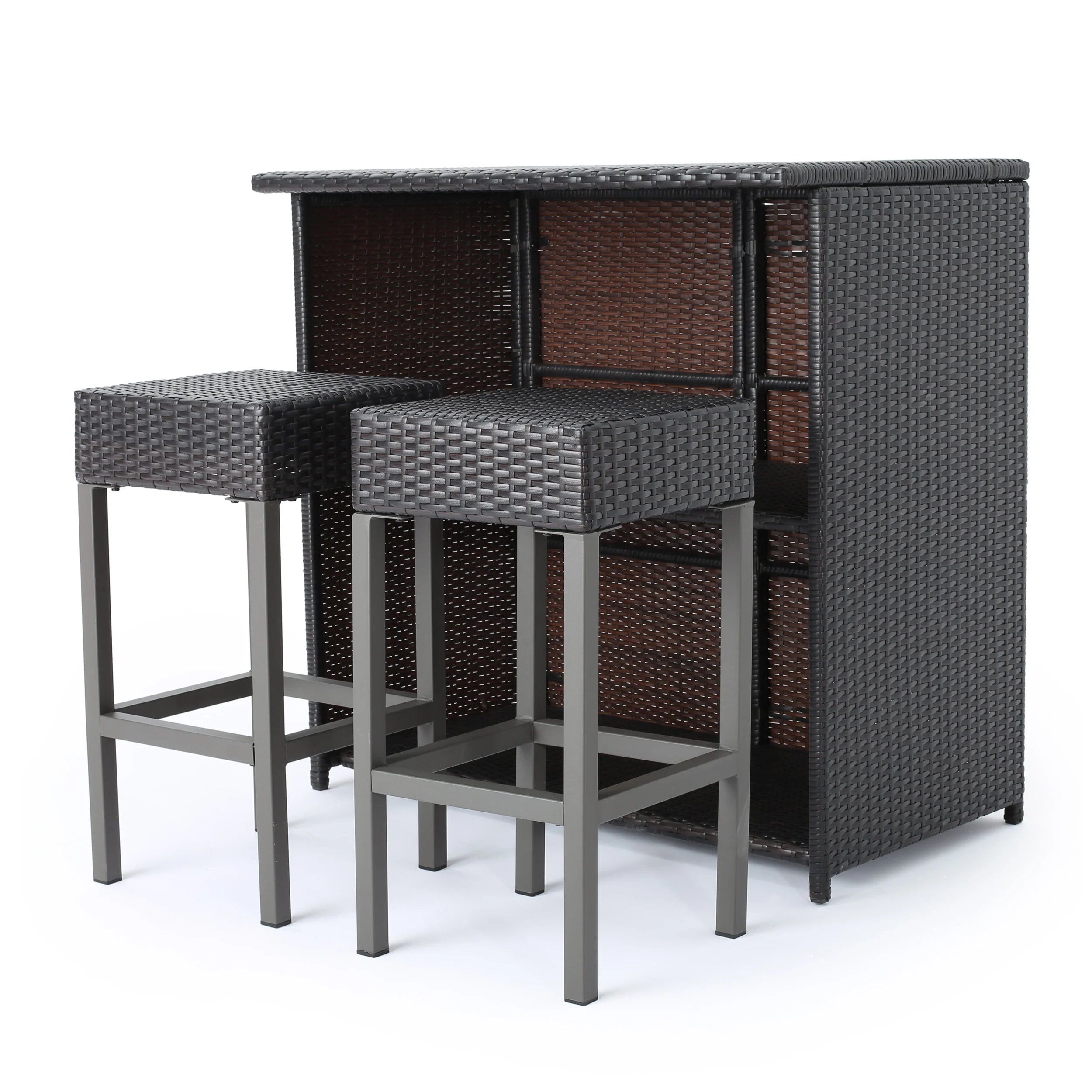 Oneida Outdoor Multibrown Wicker Bar Island Set - furnishings