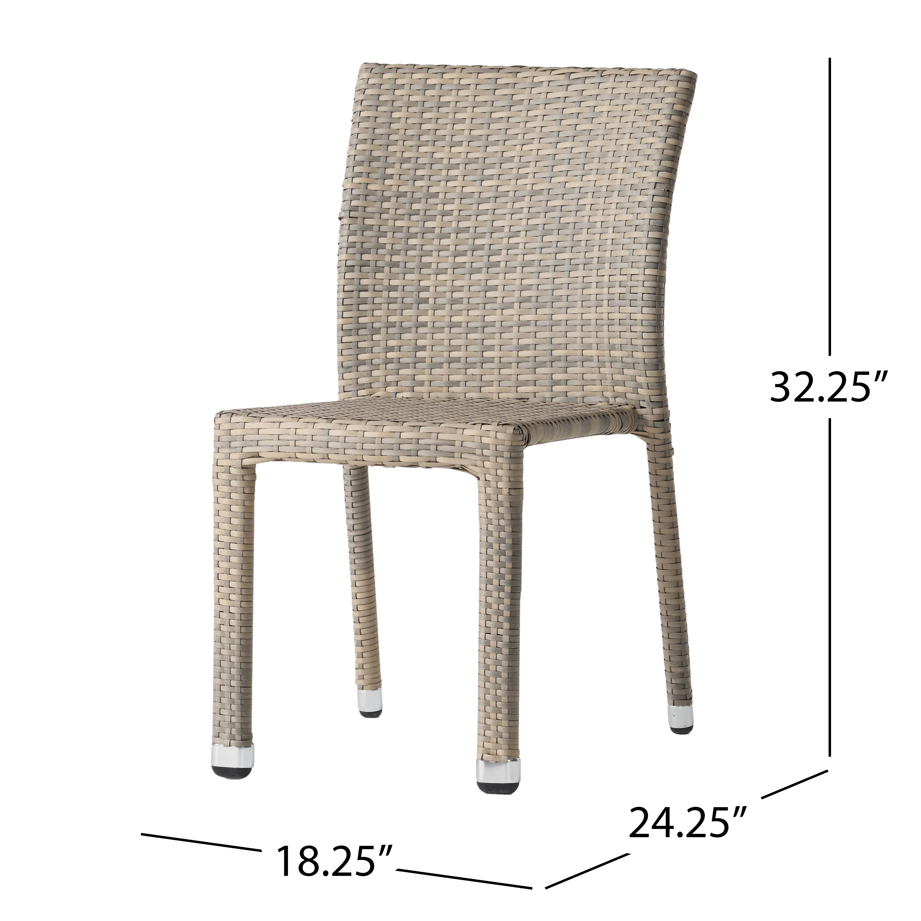 Dorside Outdoor Wicker Armless Stack Chairs With Aluminum Frame - furnishings