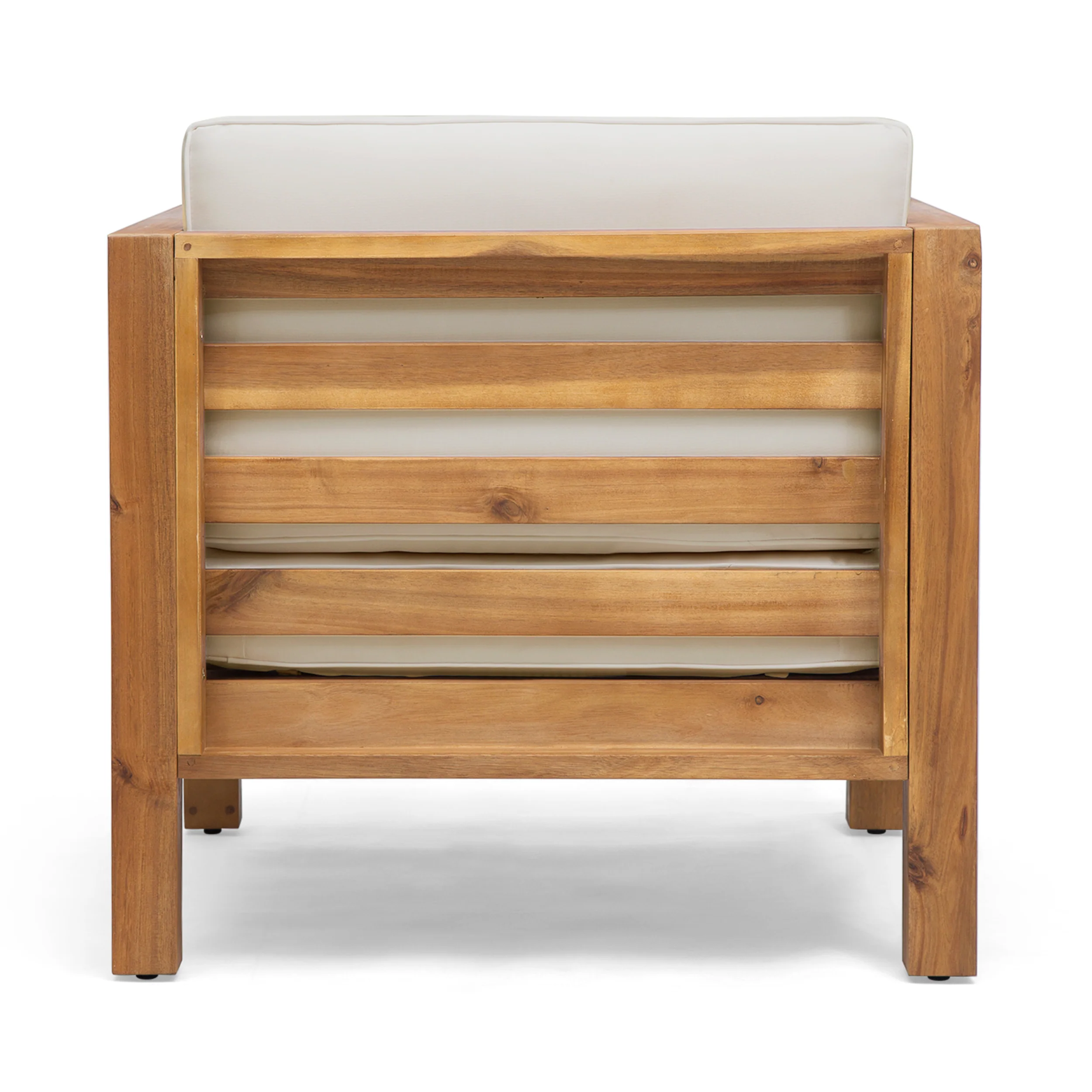 Louise Outdoor Acacia Wood Club Chair with Cushion - furnishings