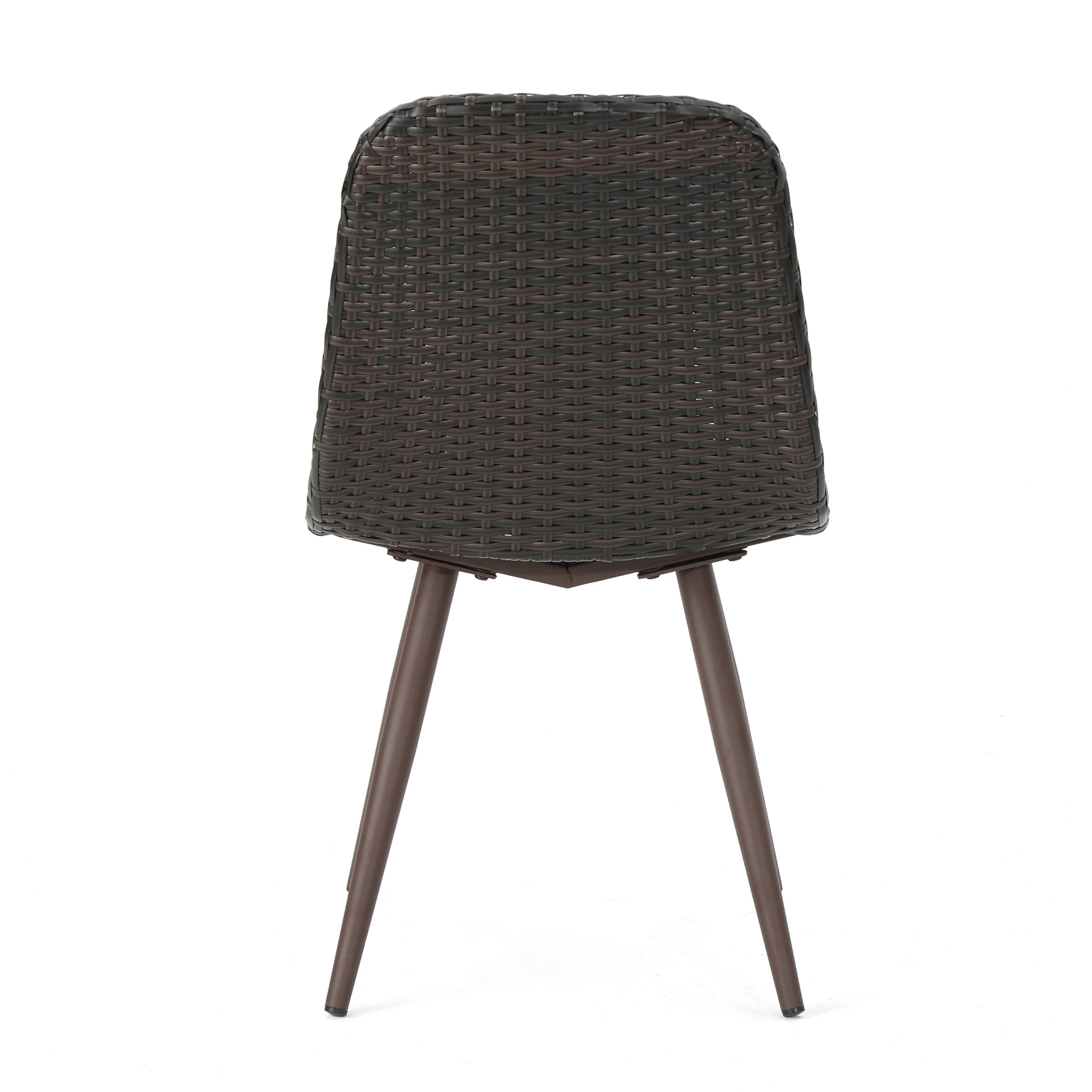 Gilda Outdoor Multibrown Wicker Dining Chairs with Dark Brown Powder Coated Legs - furnishings