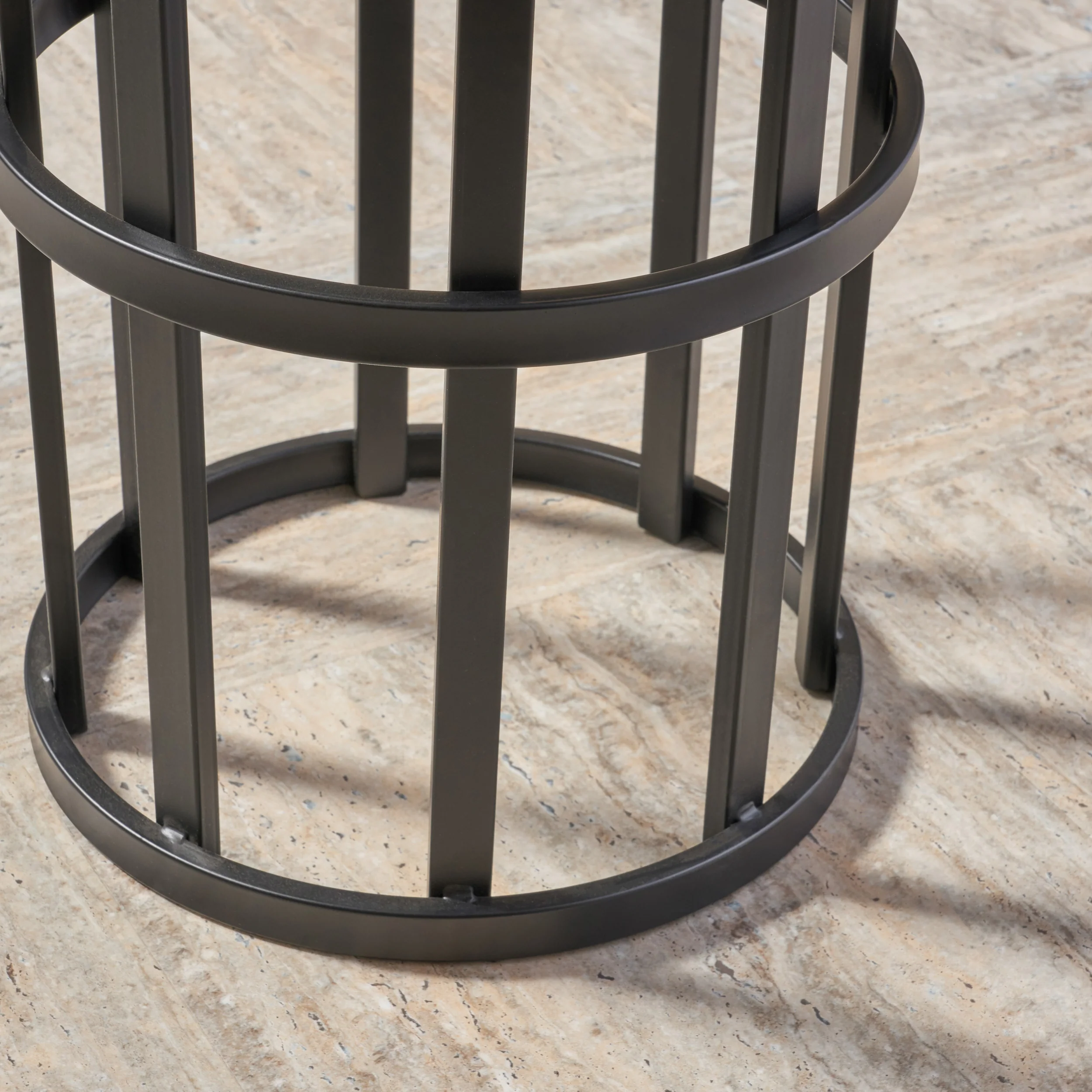 Truda Outdoor 11 Inch Grey Finish Ceramic Tile Side Table - furnishings