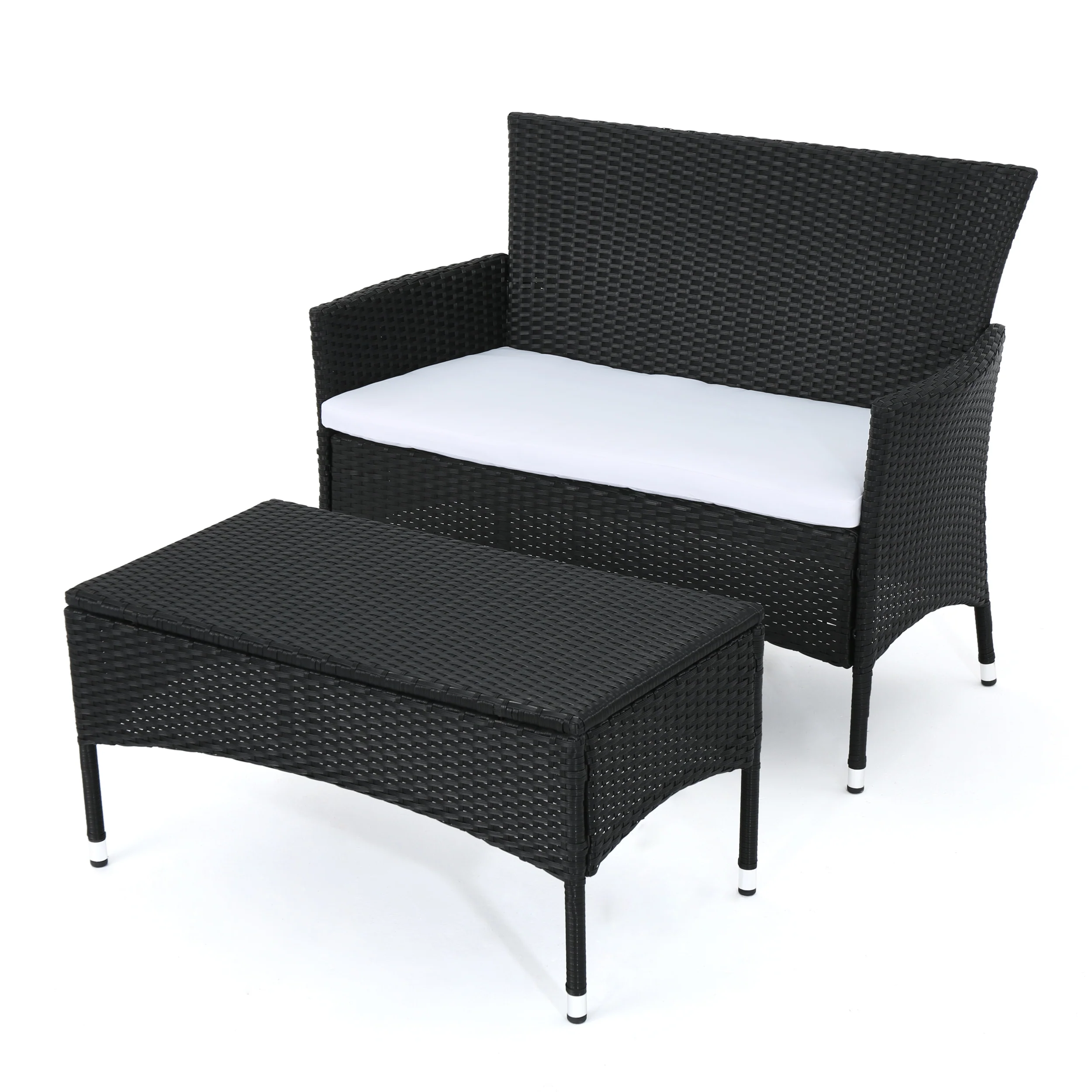 Montague Outdoor Wicker Loveseat and Coffee Table Set - furnishings