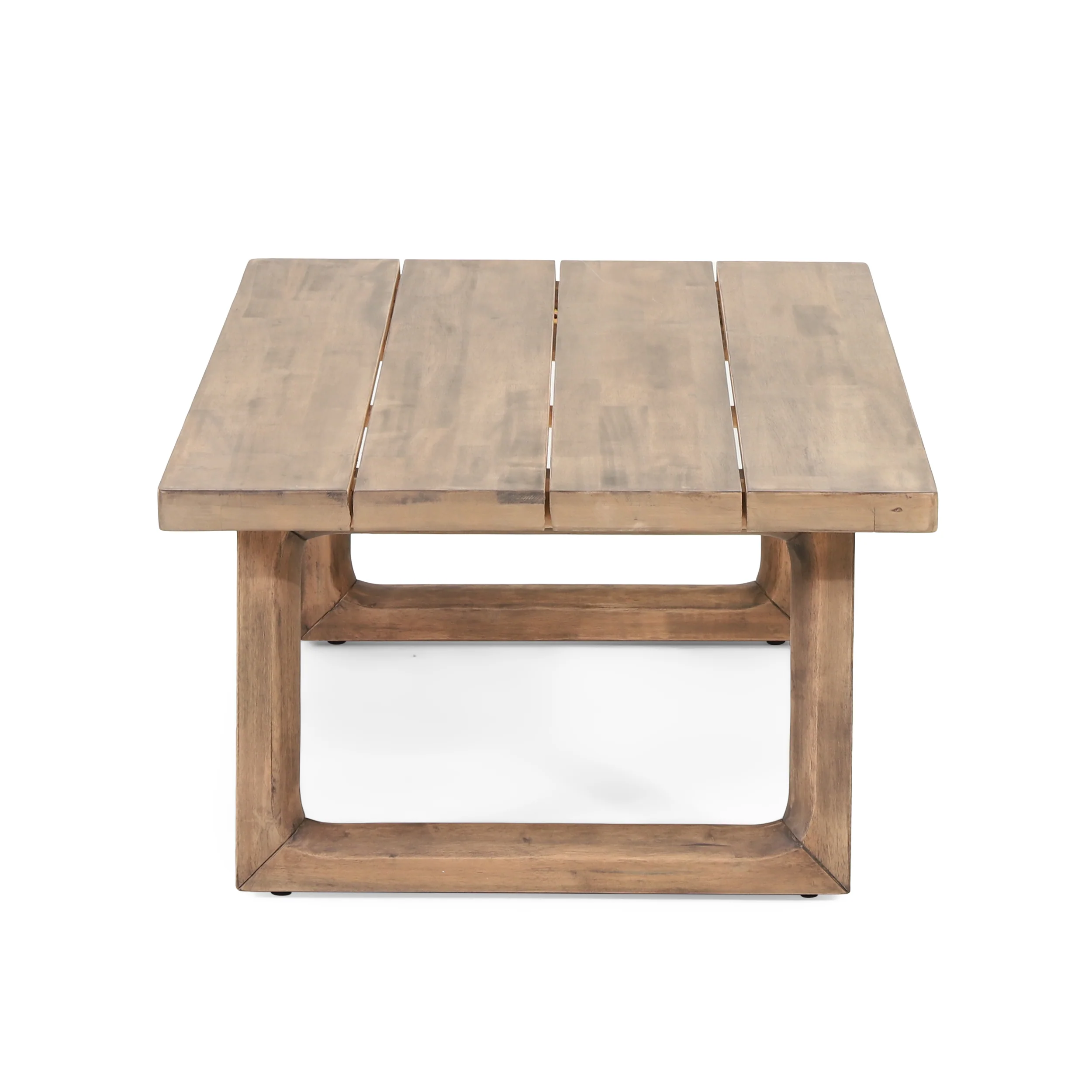Petteti Outdoor Acacia Wood Loveseat and Coffee Table Set with Cushions, Brown Wash, Beige - furnishings
