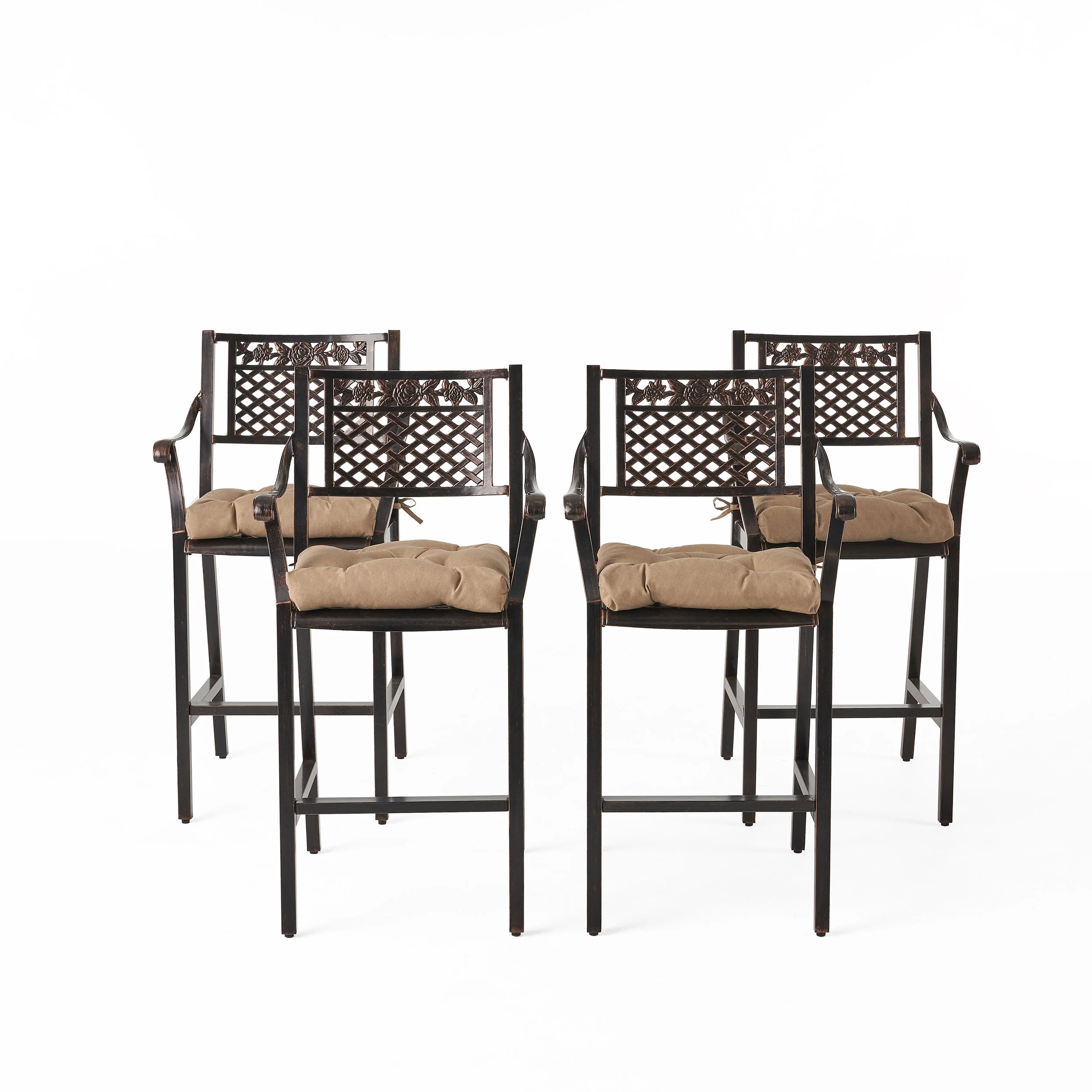 Renata Outdoor Barstool with Cushion (Set of 4) - furnishings
