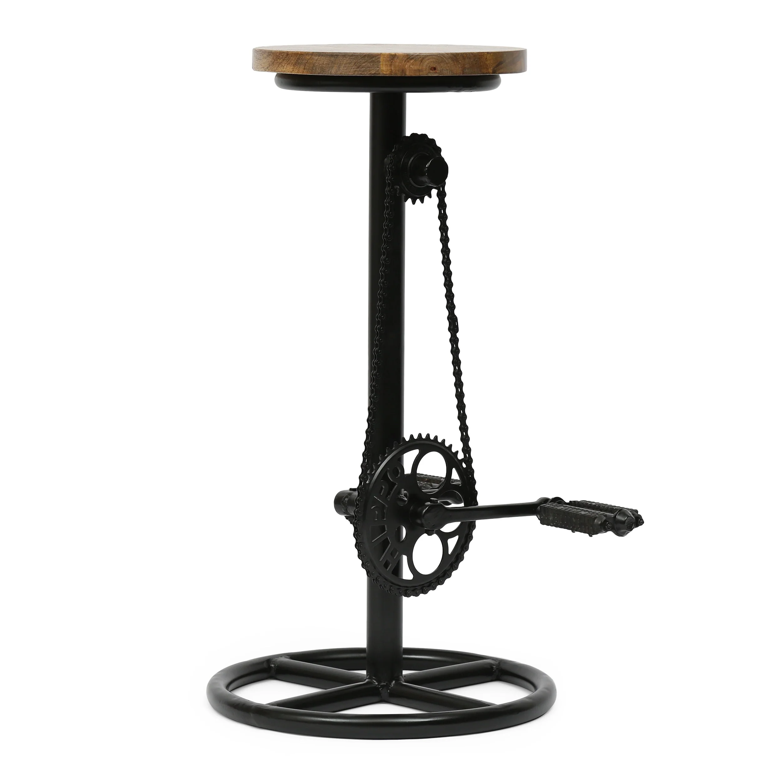 Lepley Industrial Handcrafted Mango Wood Pedal Barstool - furnishings