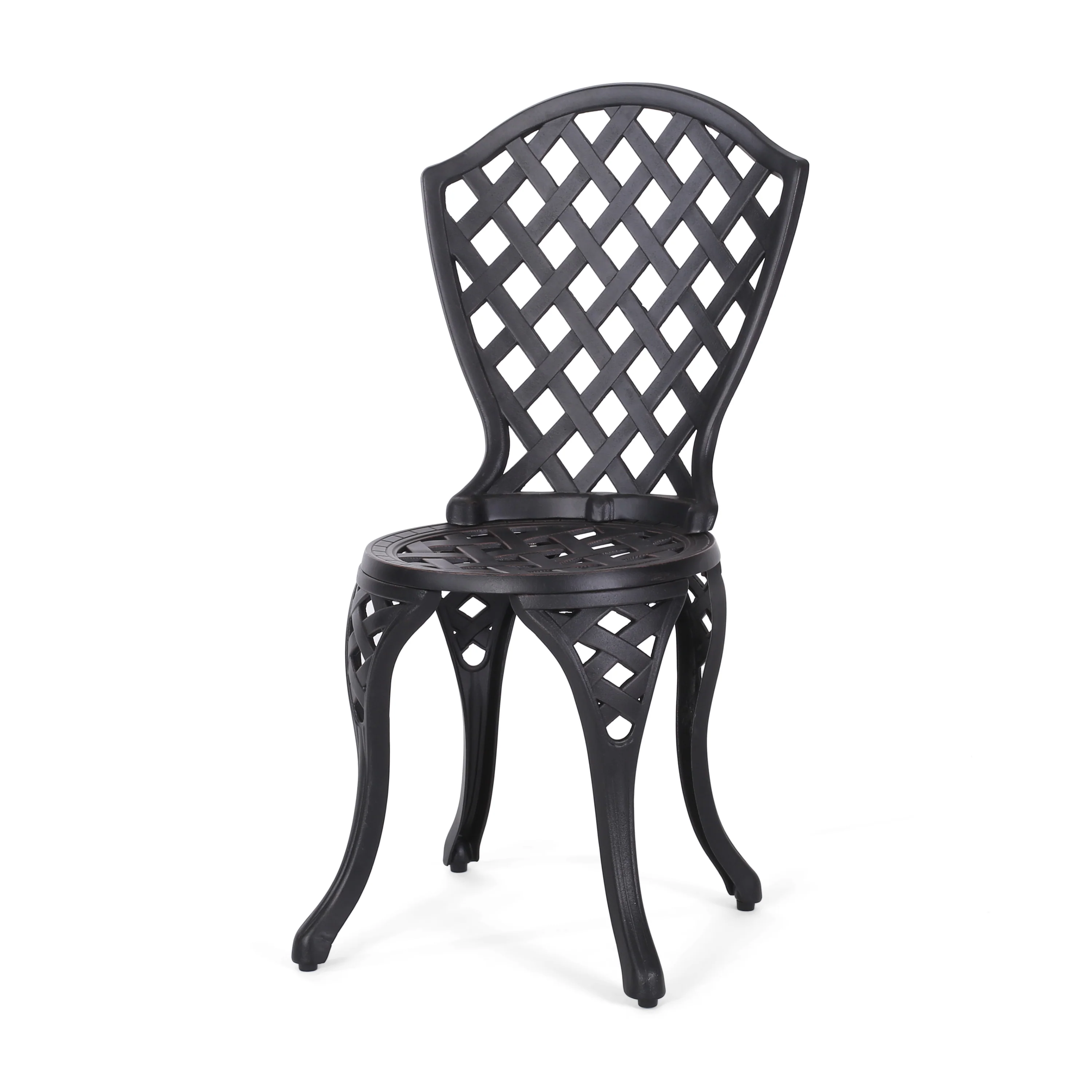 Lyon Traditional Outdoor 3-Piece Black with Bronze Cast Aluminum Bistro Set - furnishings
