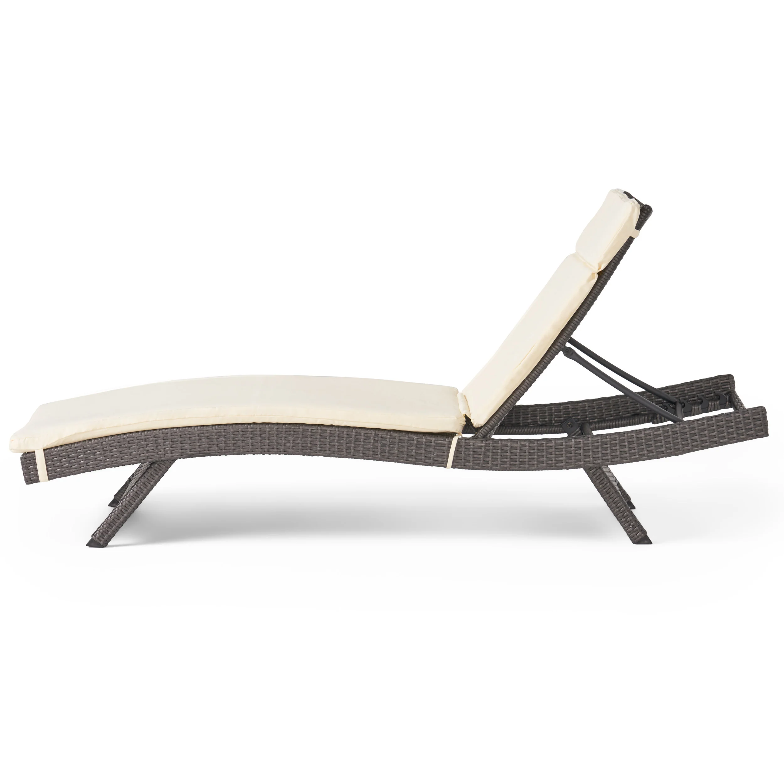 Nassau Outdoor Grey Wicker Adjustable Chaise Lounge with Cushion - furnishings