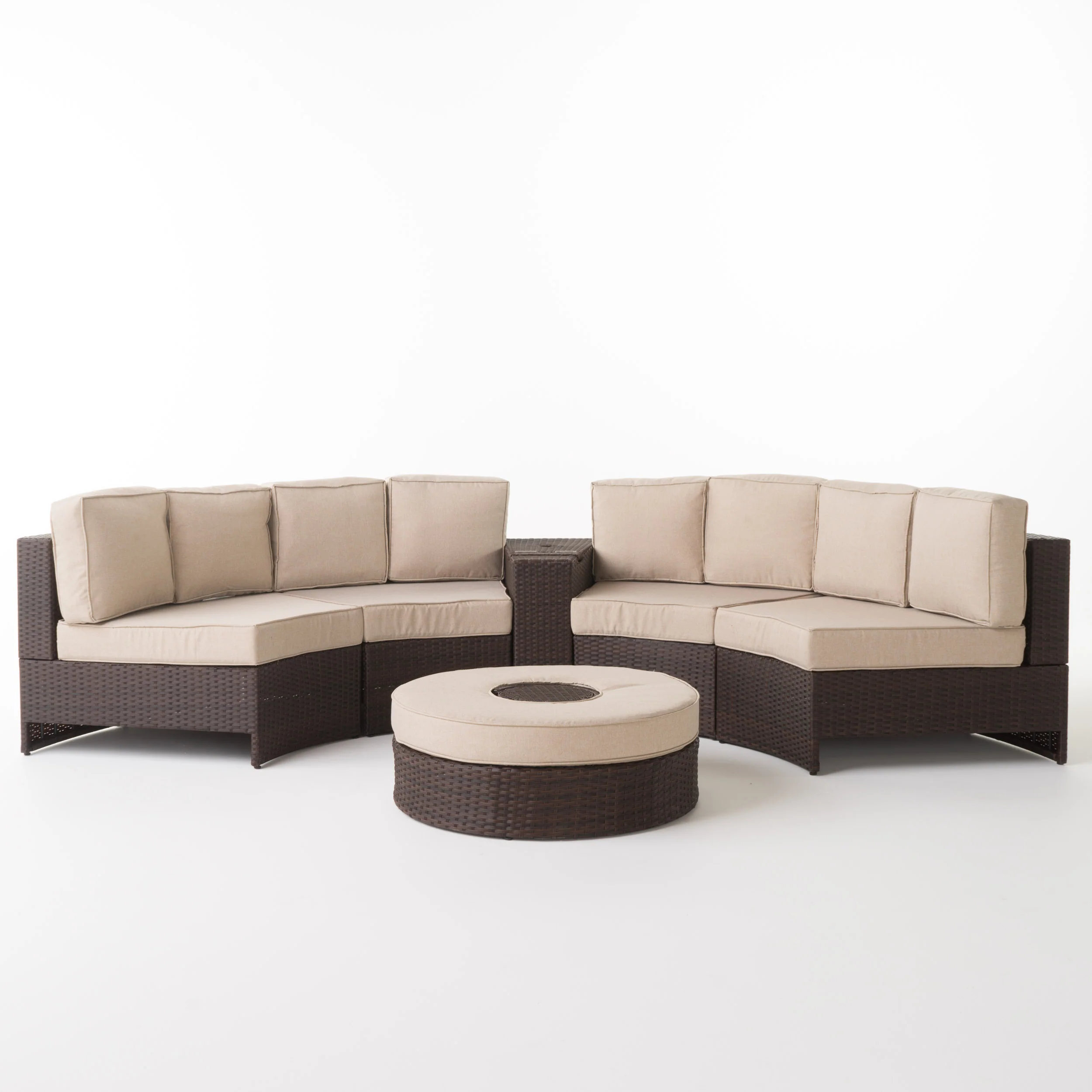 Riviera 6pc Outdoor Sectional Sofa Set w/ Storage Trunk & Ice Bucket - furnishings