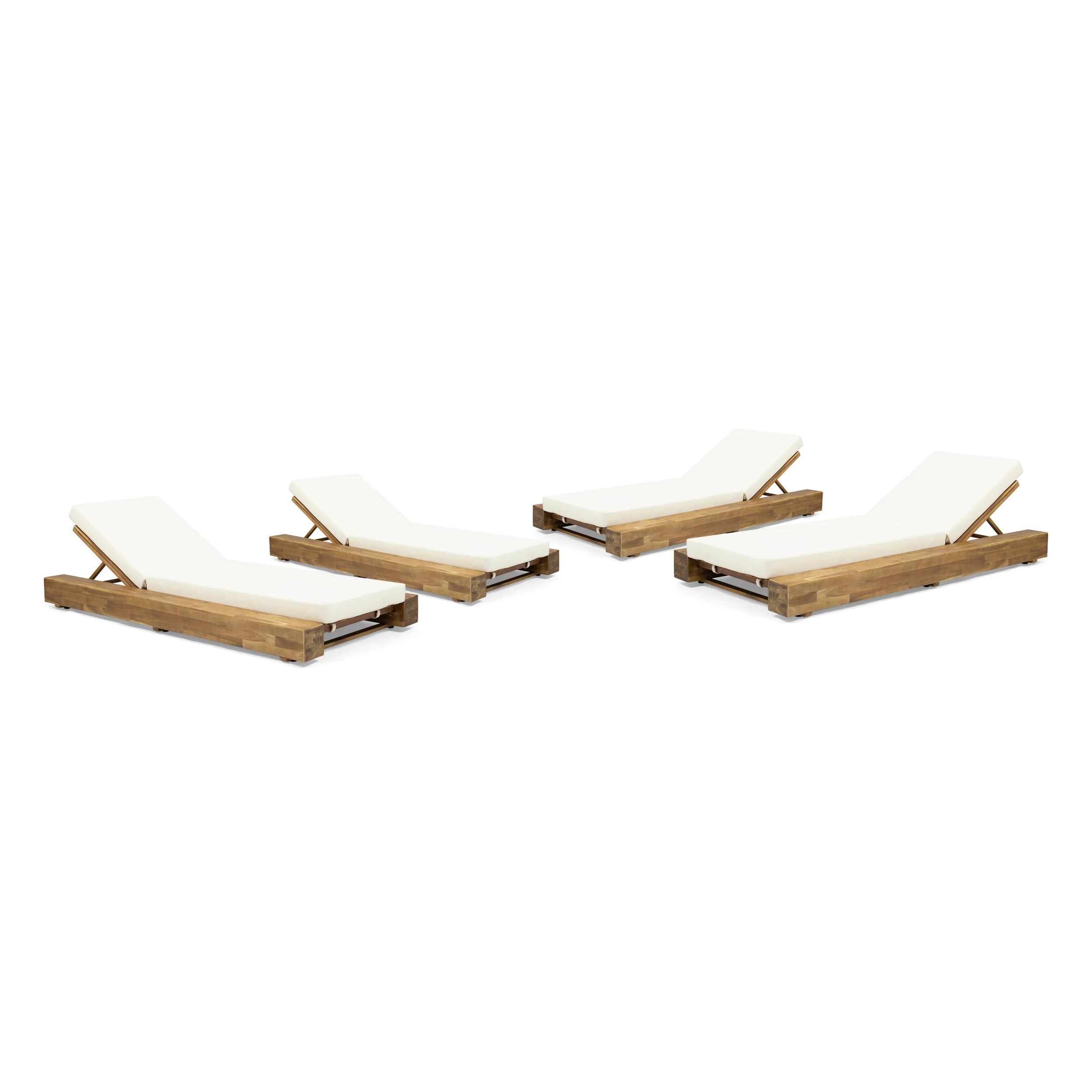 Stella Outdoor Acacia Wood Chaise Lounge and Cushion Sets (Set of 4) - furnishings