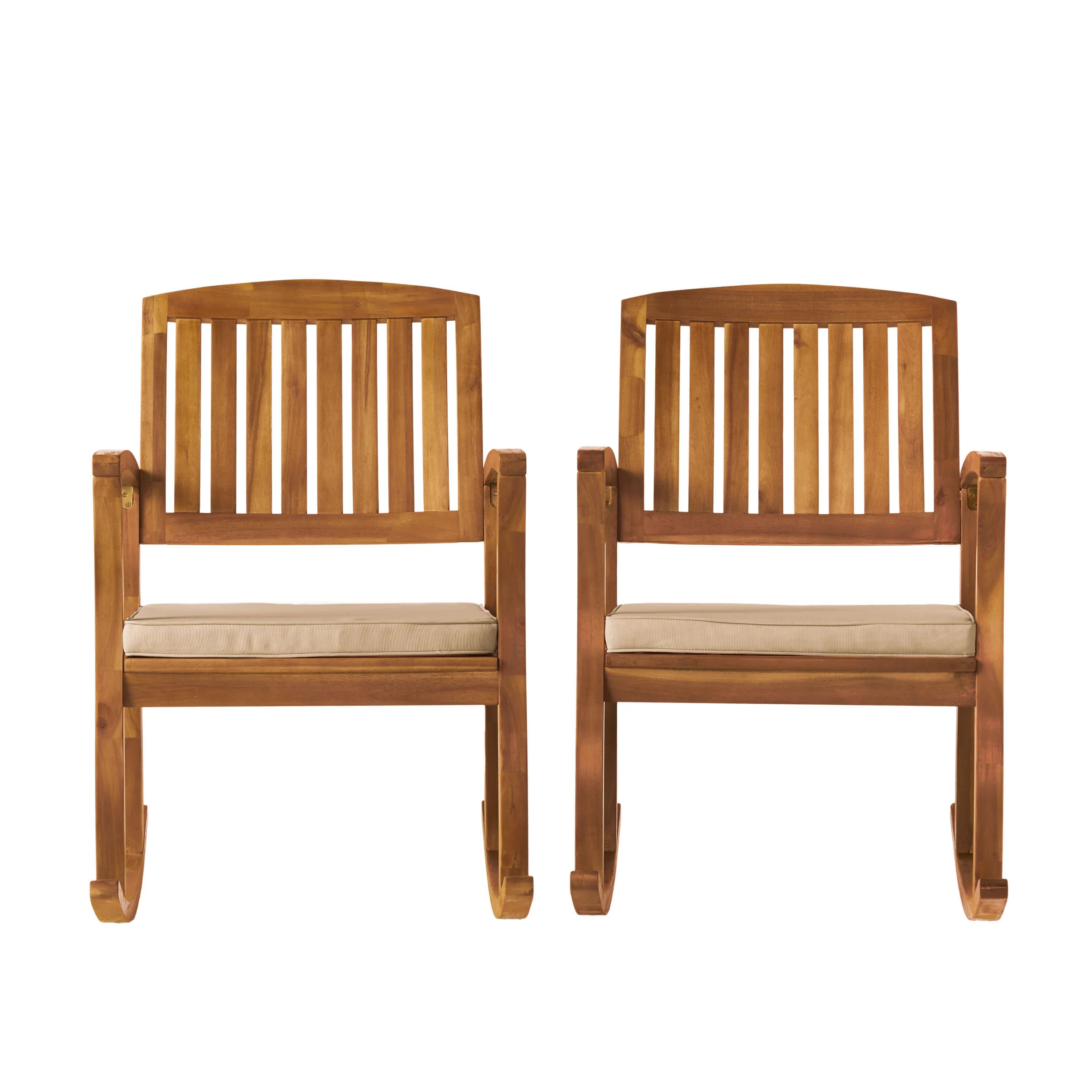 Sadie Outdoor Acacia Wood Rocking Chairs with Cushion (Set of 2) - furnishings