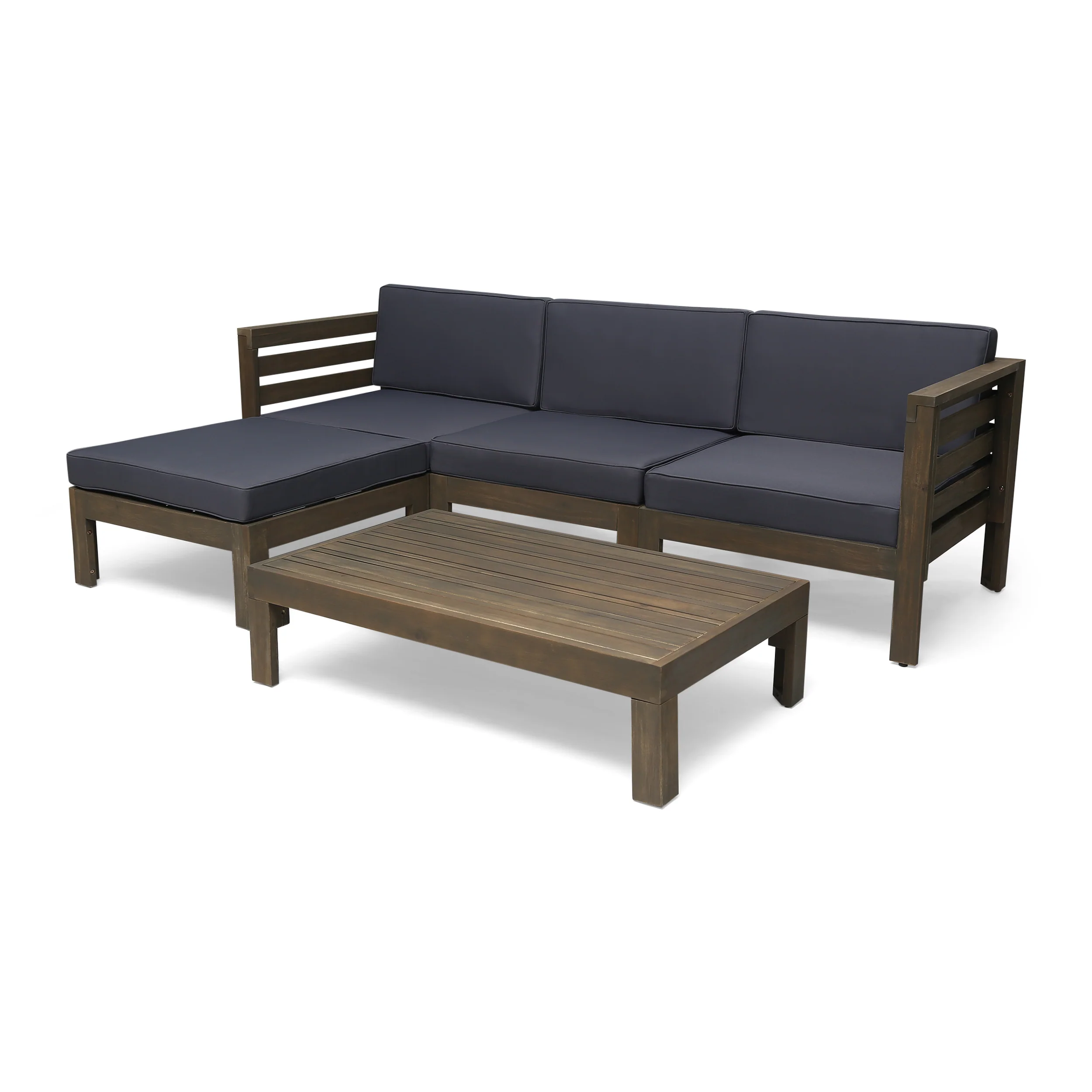 Canal Outdoor 5 Piece Acacia Wood Sofa Set - furnishings