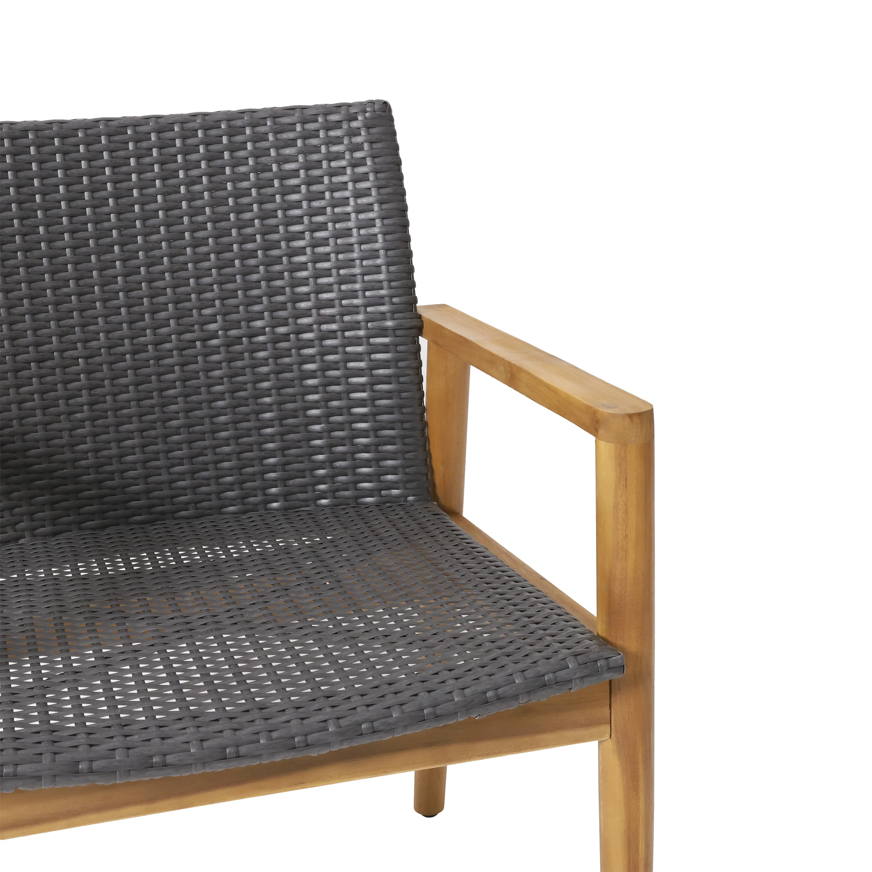 Alamosa Outdoor Wicker and Acacia Wood Club Chairs, Set of 2, Gray and Teak - furnishings