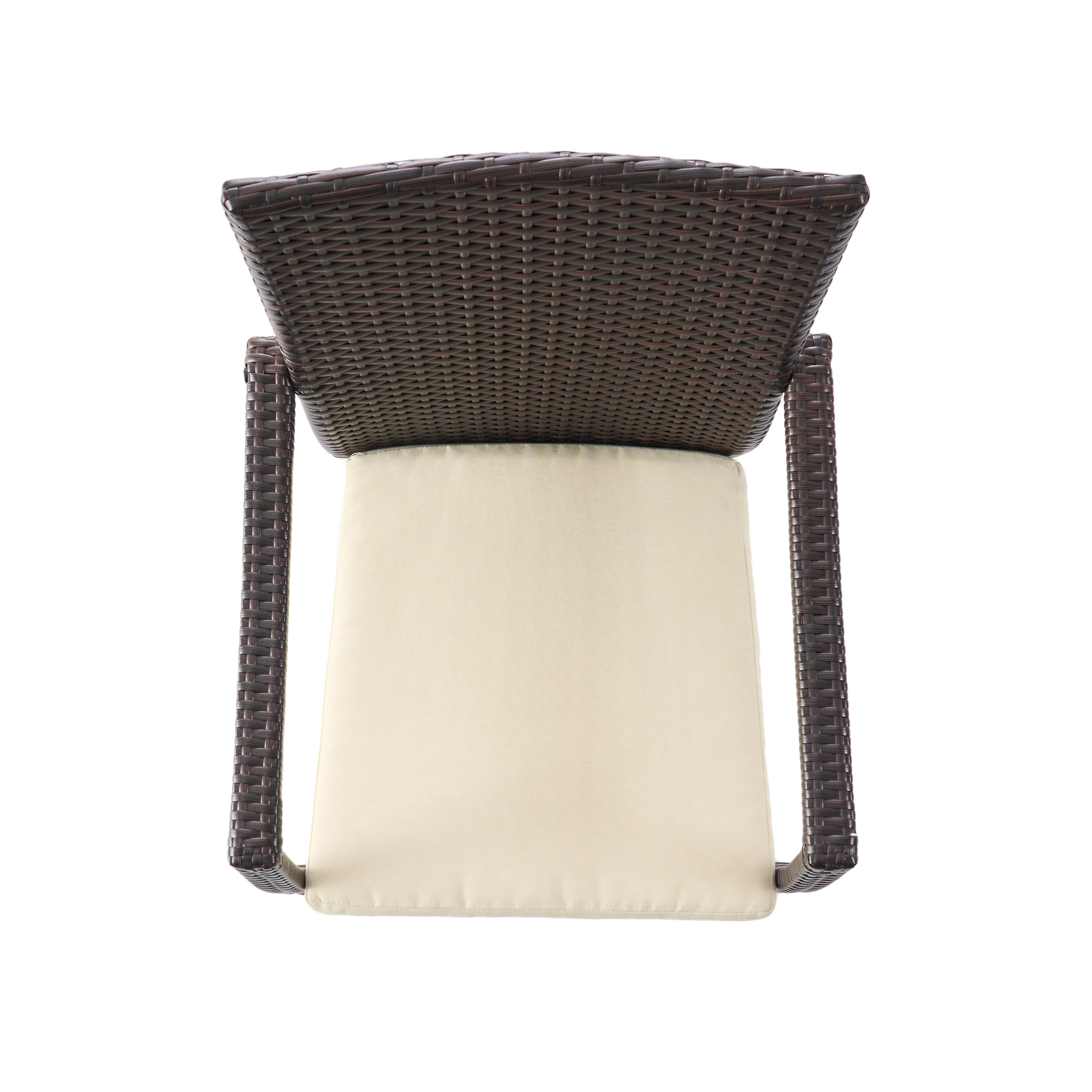 Melba Outdoor Brown Wicker Dining Chair with Beige Cushion (Set of 2) - furnishings