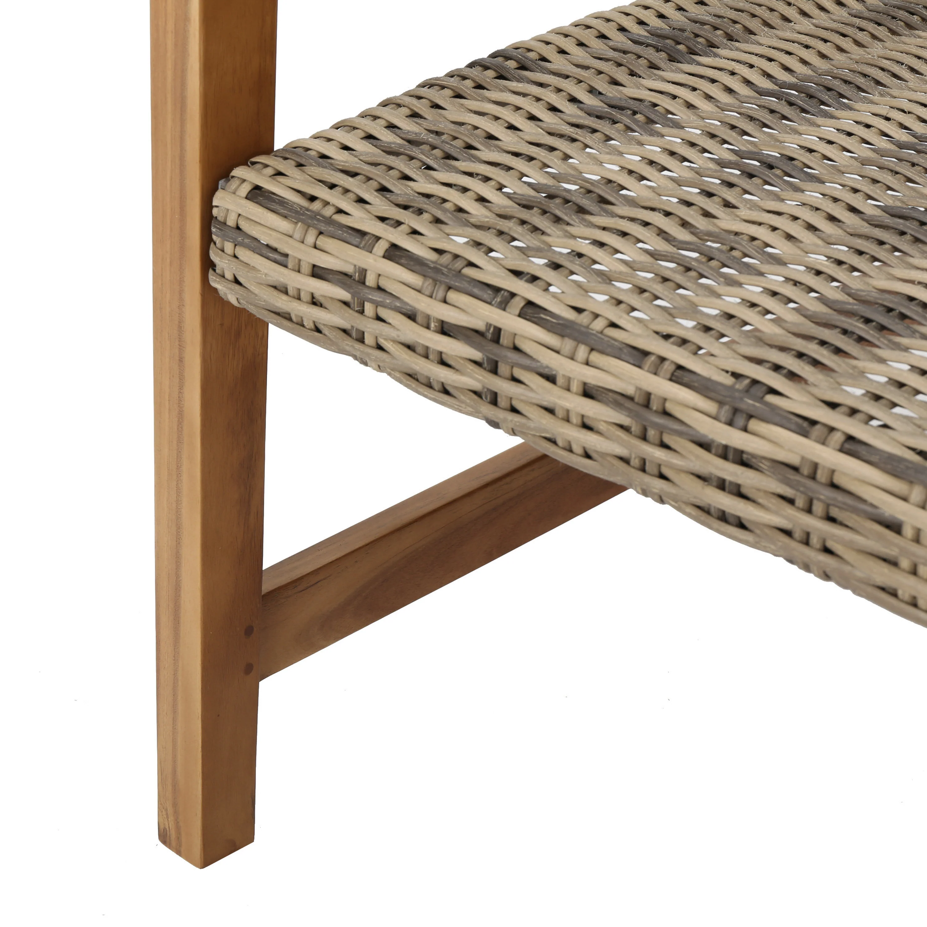 Tabby Outdoor 6 Seater Wood and Wicker Chat Set with Fire Pit - furnishings