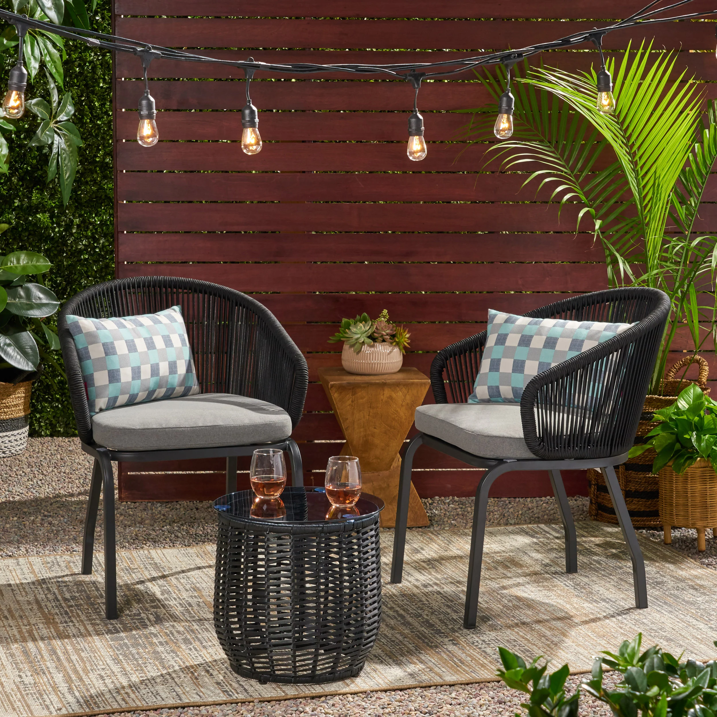 Ola Outdoor Modern 2 Seater Chat Set - furnishings