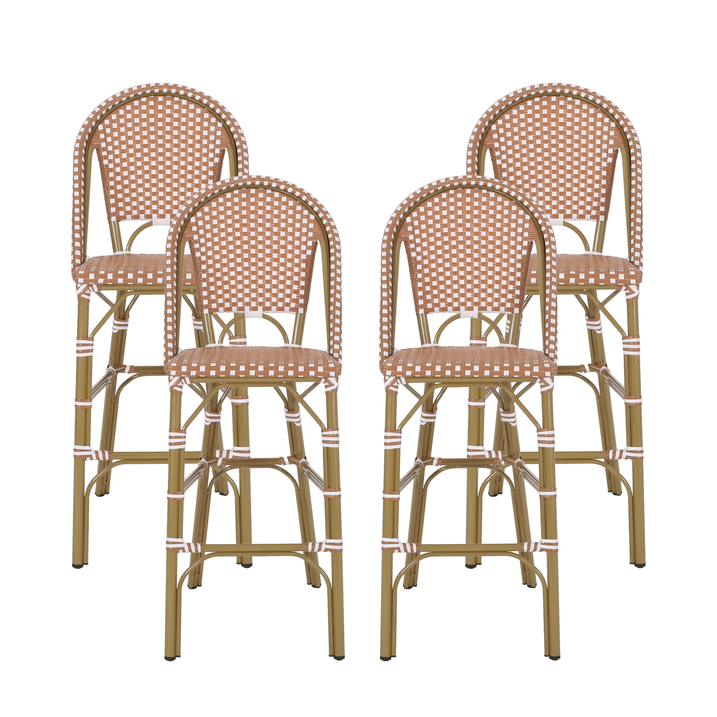 Grelton Outdoor Aluminum French Barstools, Set of 4 - furnishings