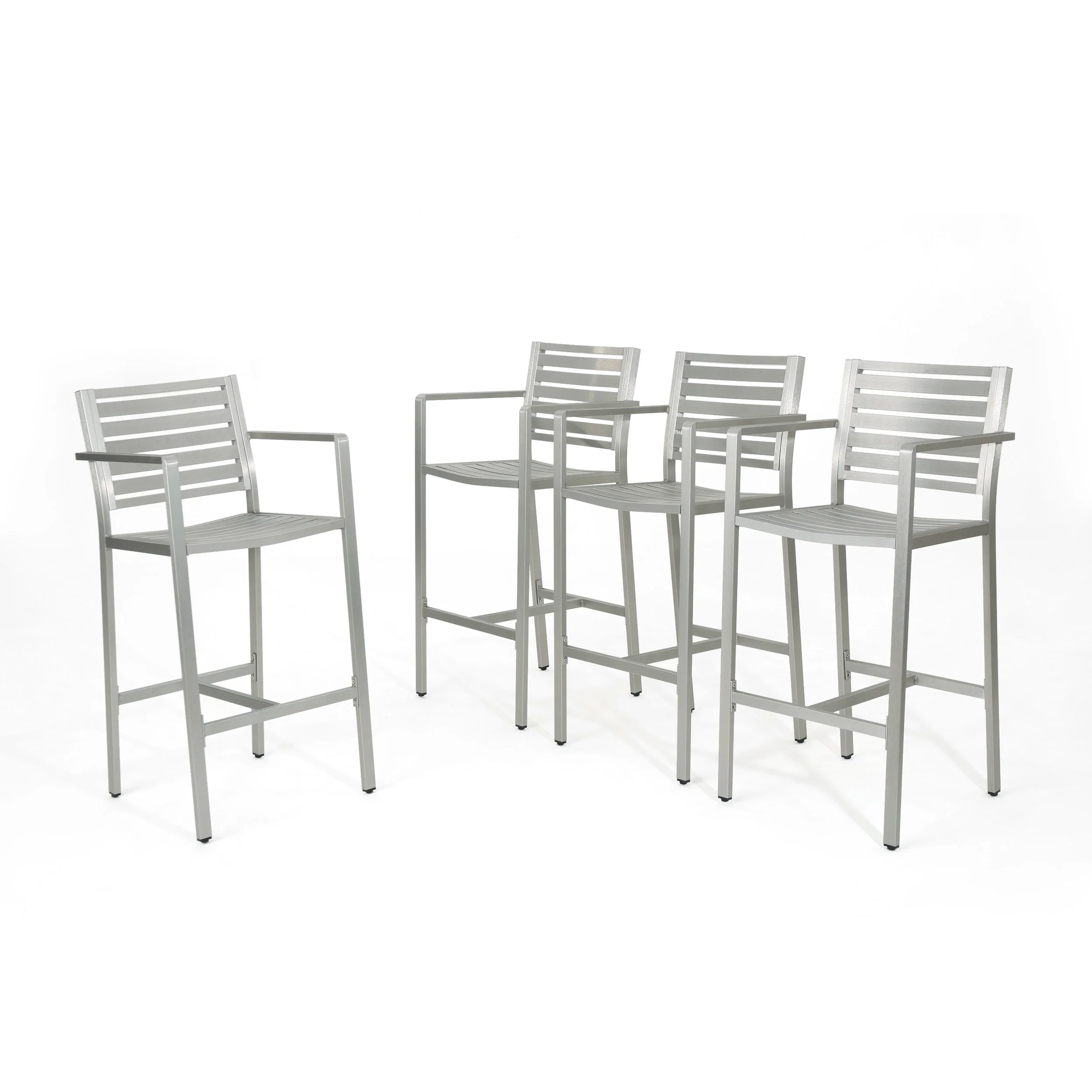 Tammy Coral Outdoor Silver Rust-Proof Aluminum 29.50 Inch Barstools - furnbro