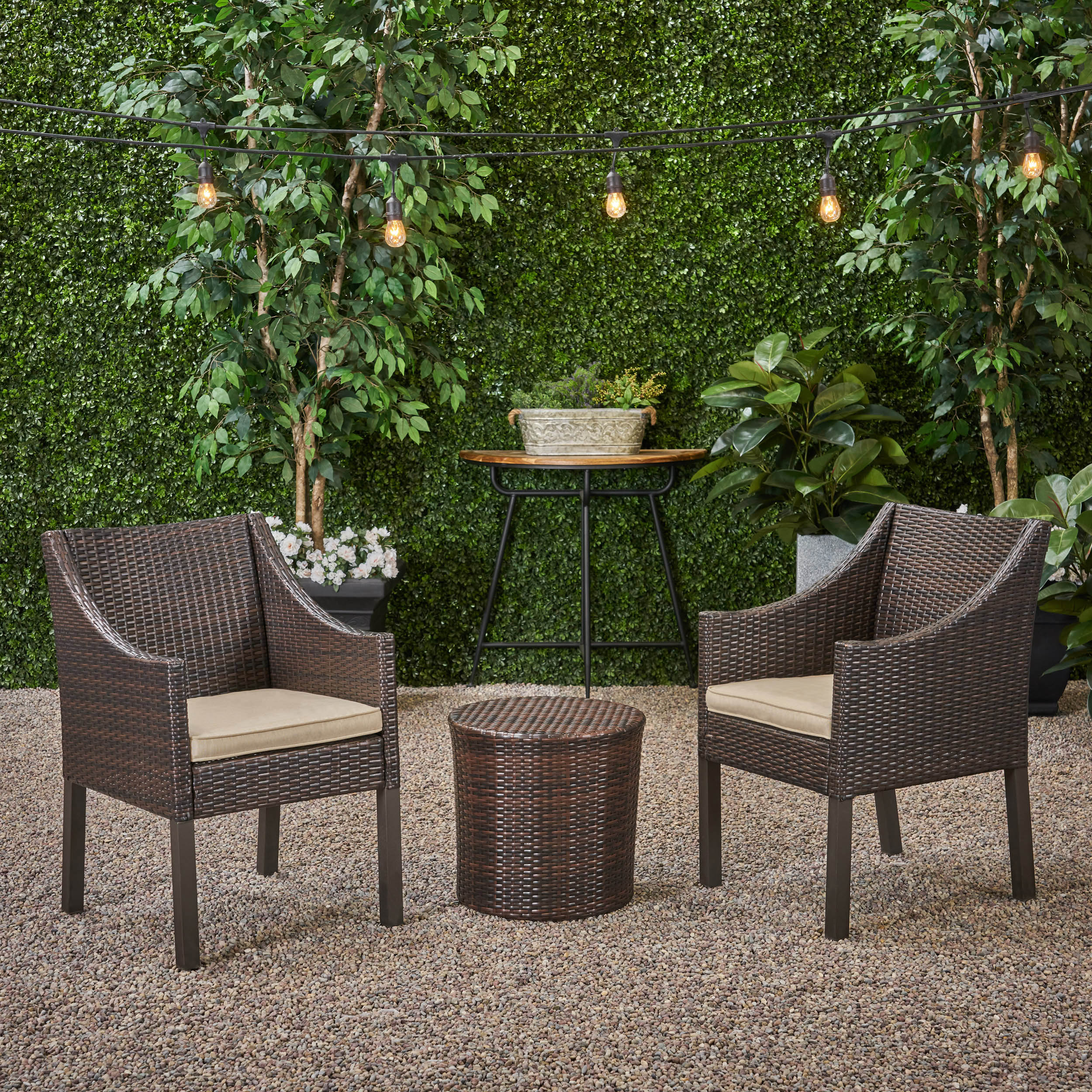 Sims Outdoor 3 Piece Wicker Chat Set - furnishings
