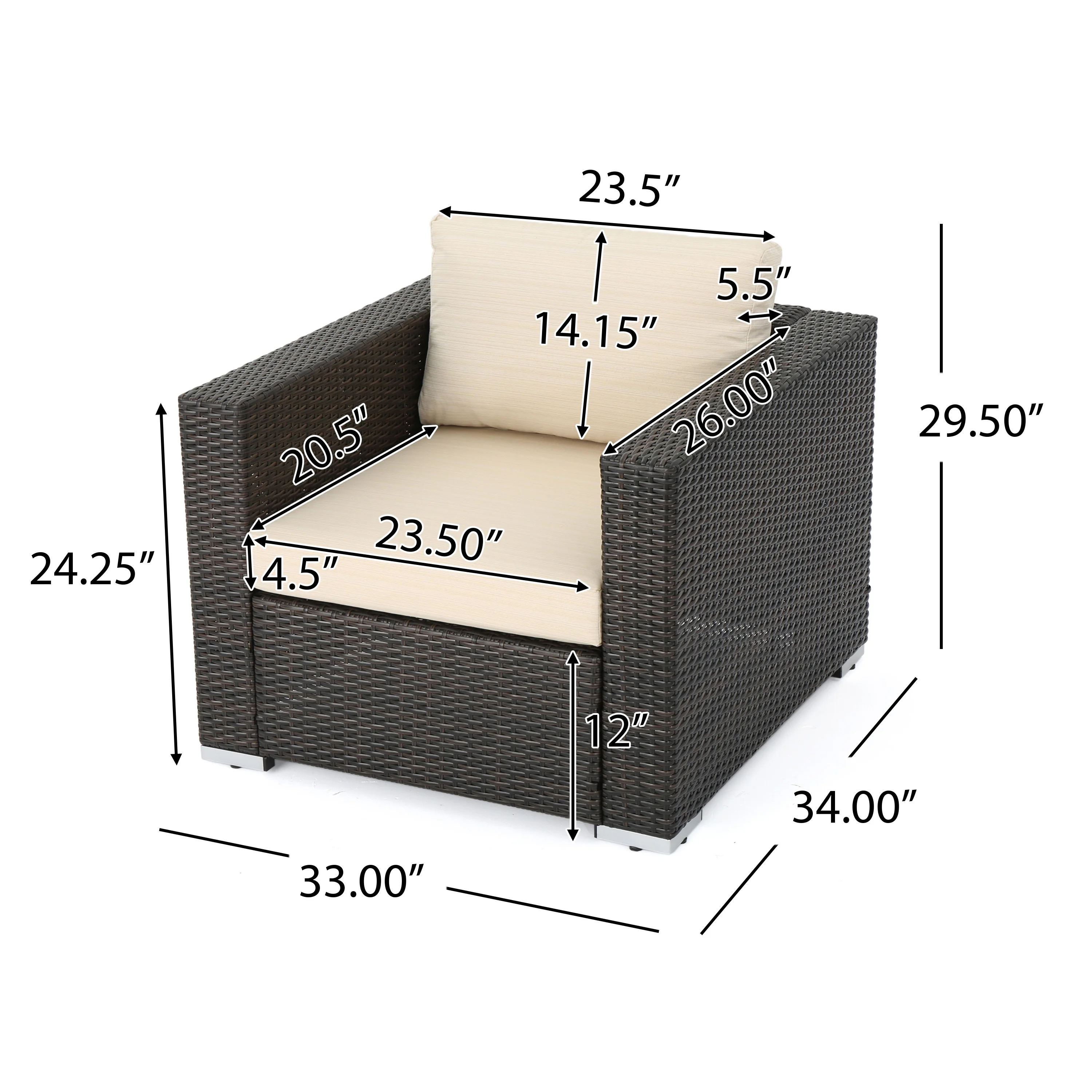 Avianna Outdoor Wicker Club Chair with Cushions - furnishings