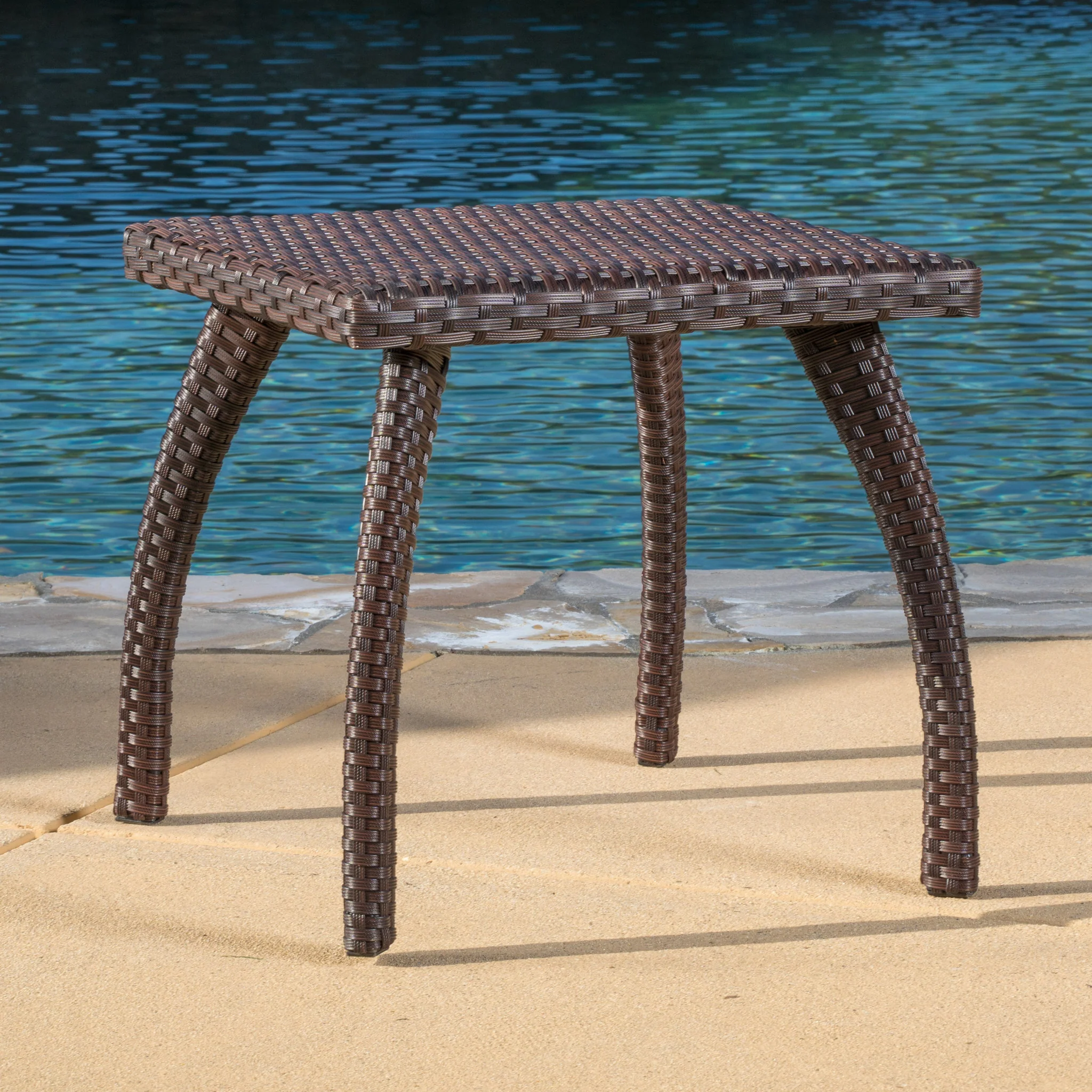 Woodridge Outdoor Brown Wicker Side Table - furnishings