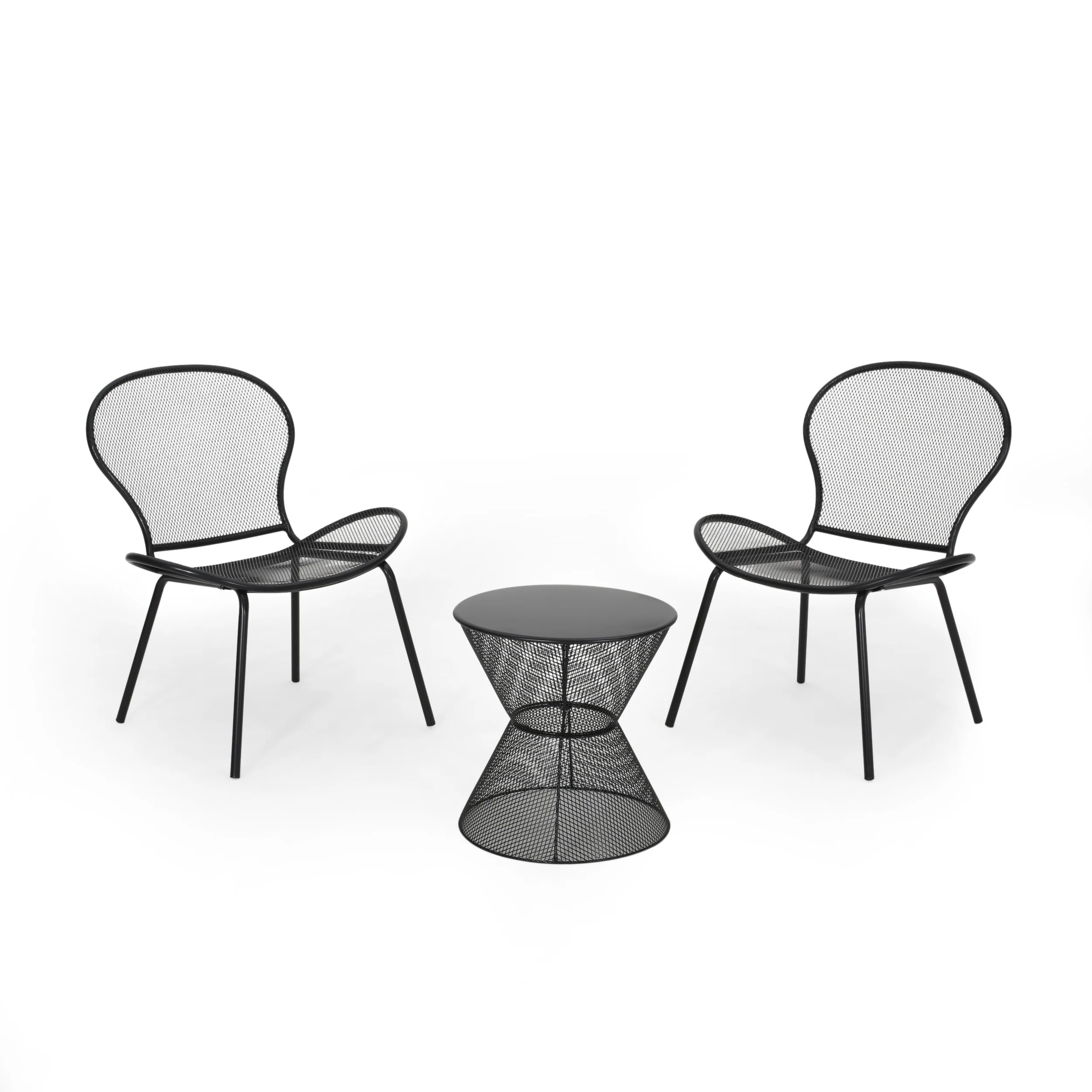 Tristian Modern Outdoor 2 Seater Iron Chat Set with Side Table - furnishings