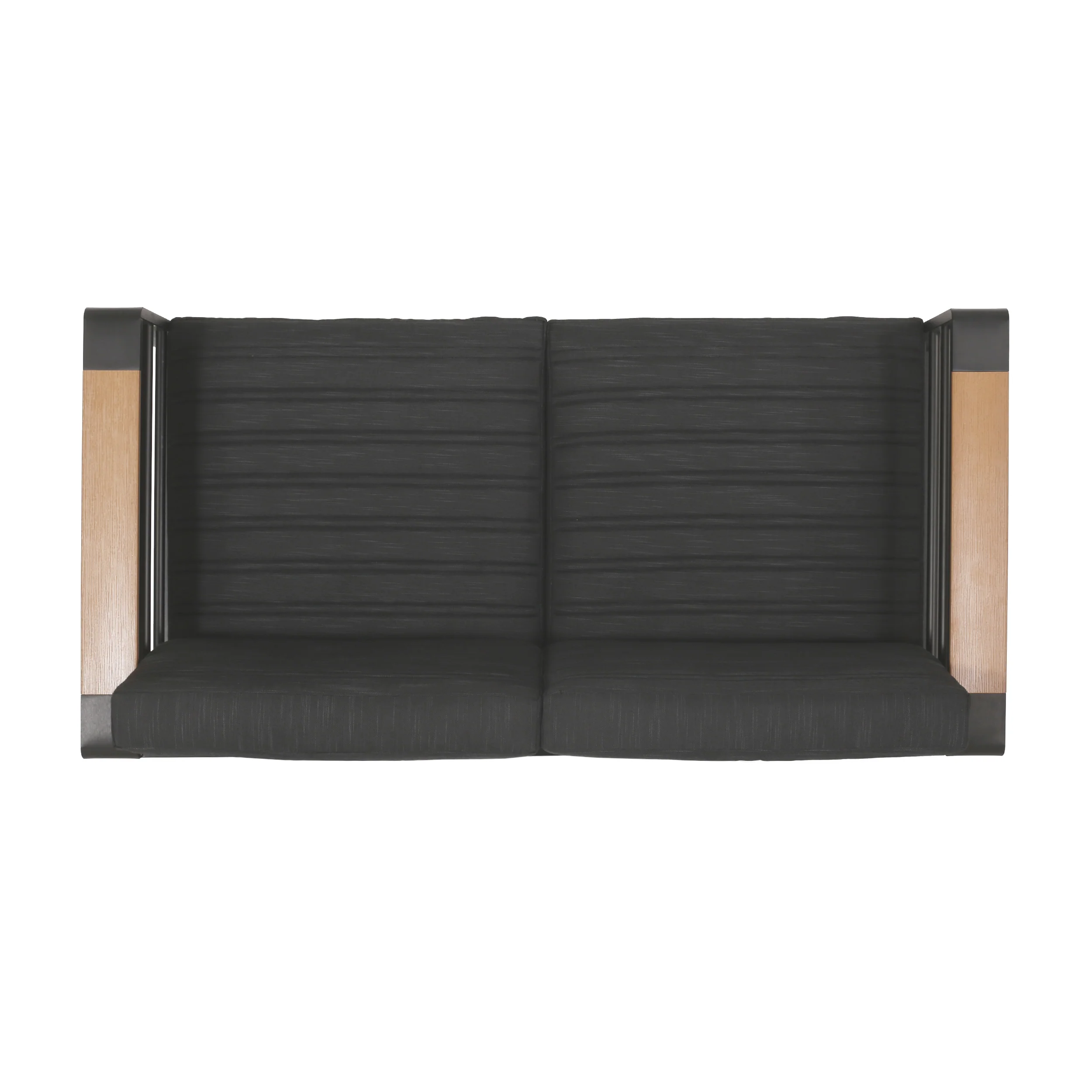 Neffs Outdoor Aluminum 4 Seater Chat Set with Fire Pit, Black, Natural, and Dark Gray - furnishings