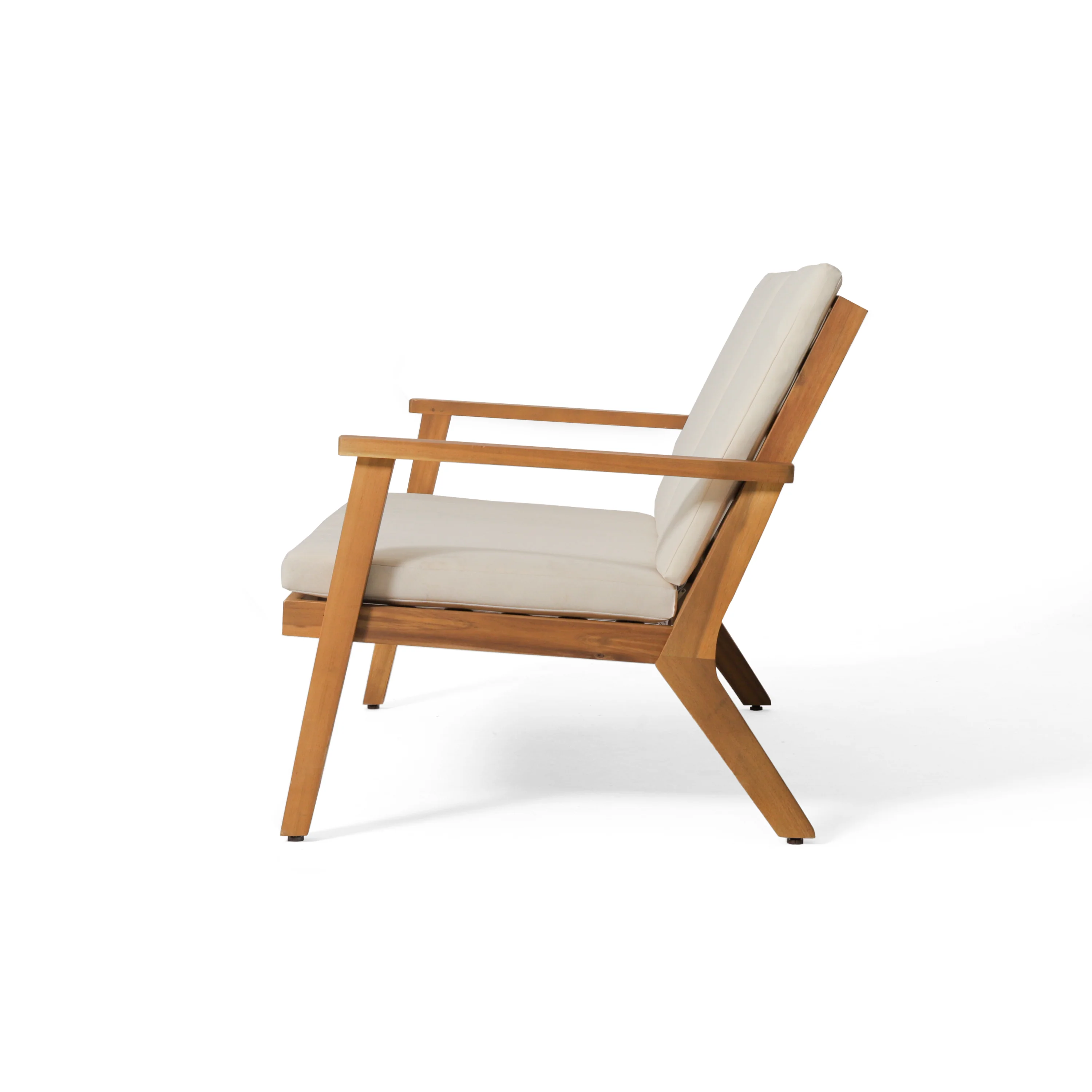 Avacyn Outdoor Acacia Wood Loveseat and Coffee Table Set with Cushions, Brown Patina, Cream - furnishings