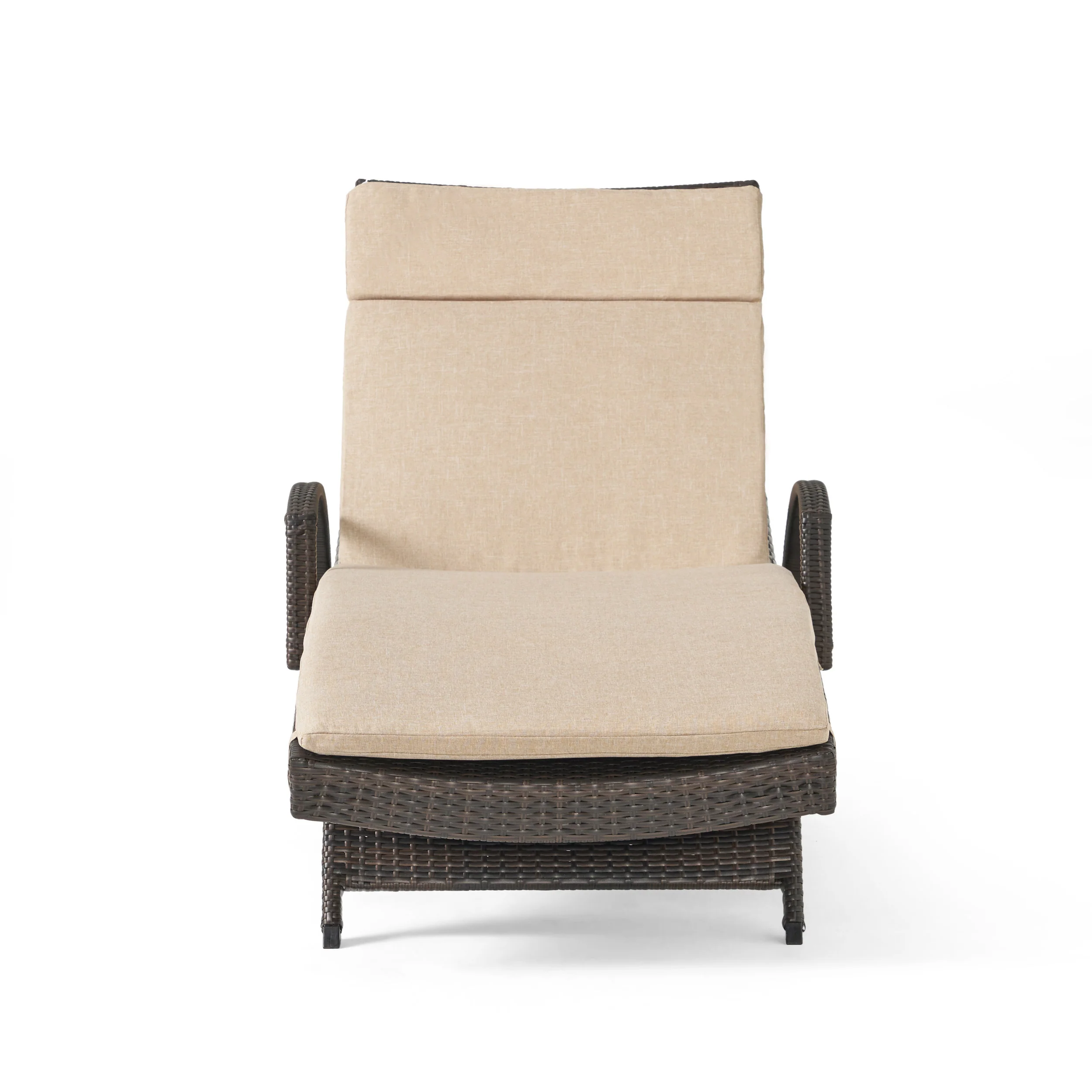 Lakeport Outdoor Adjustable Armed Chaise Lounge Chair w/ Cushion - furnishings