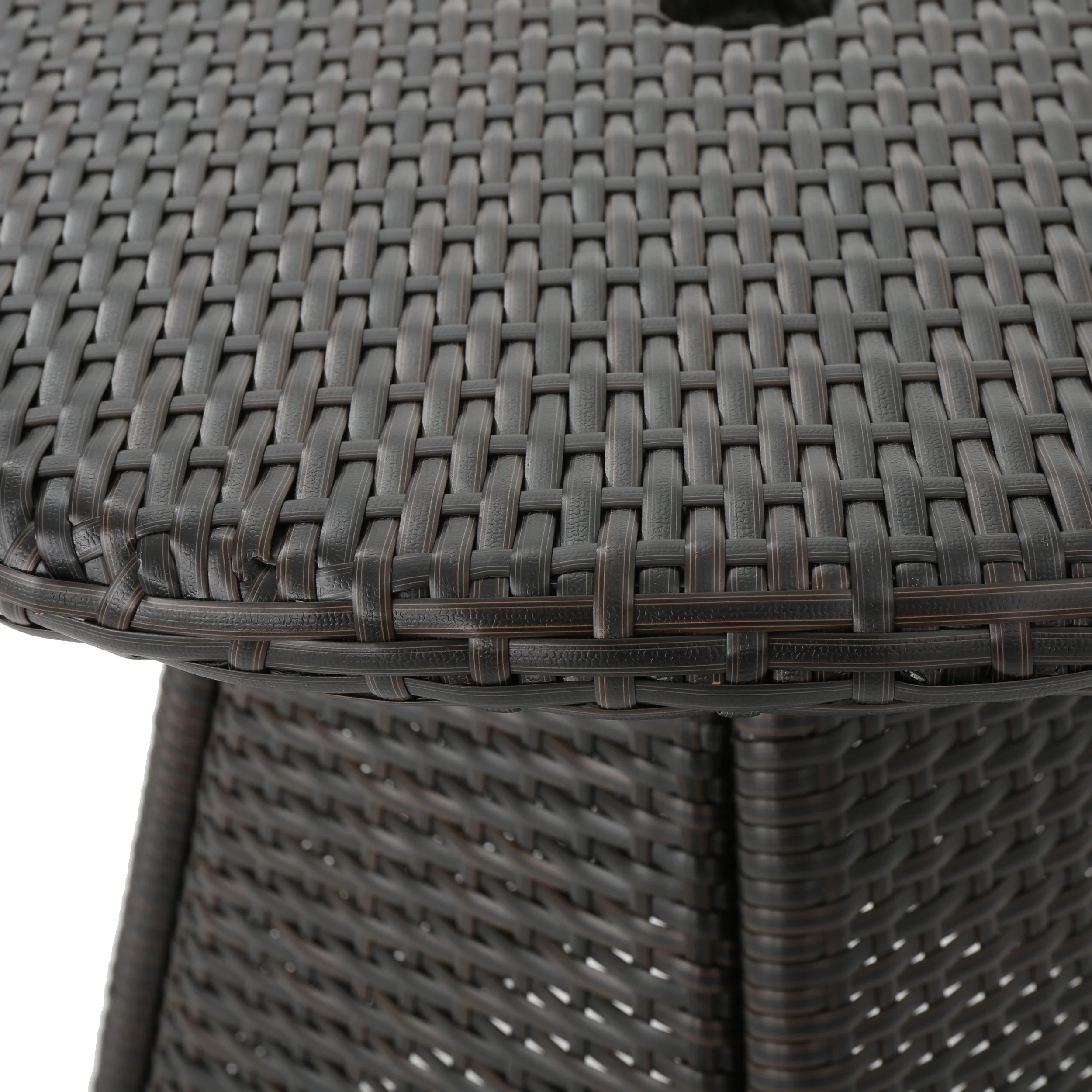 Hennry Outdoor 3 Piece Multibrown Wicker Round Bistro Set - furnishings