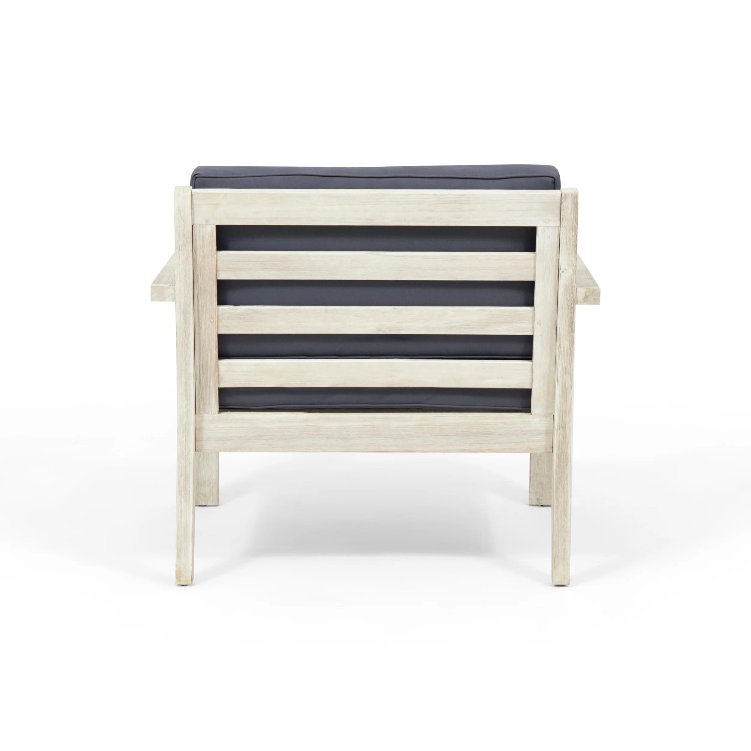 Ben Outdoor Acacia Wood Club Chairs with Cushions (Set of 2) - furnishings