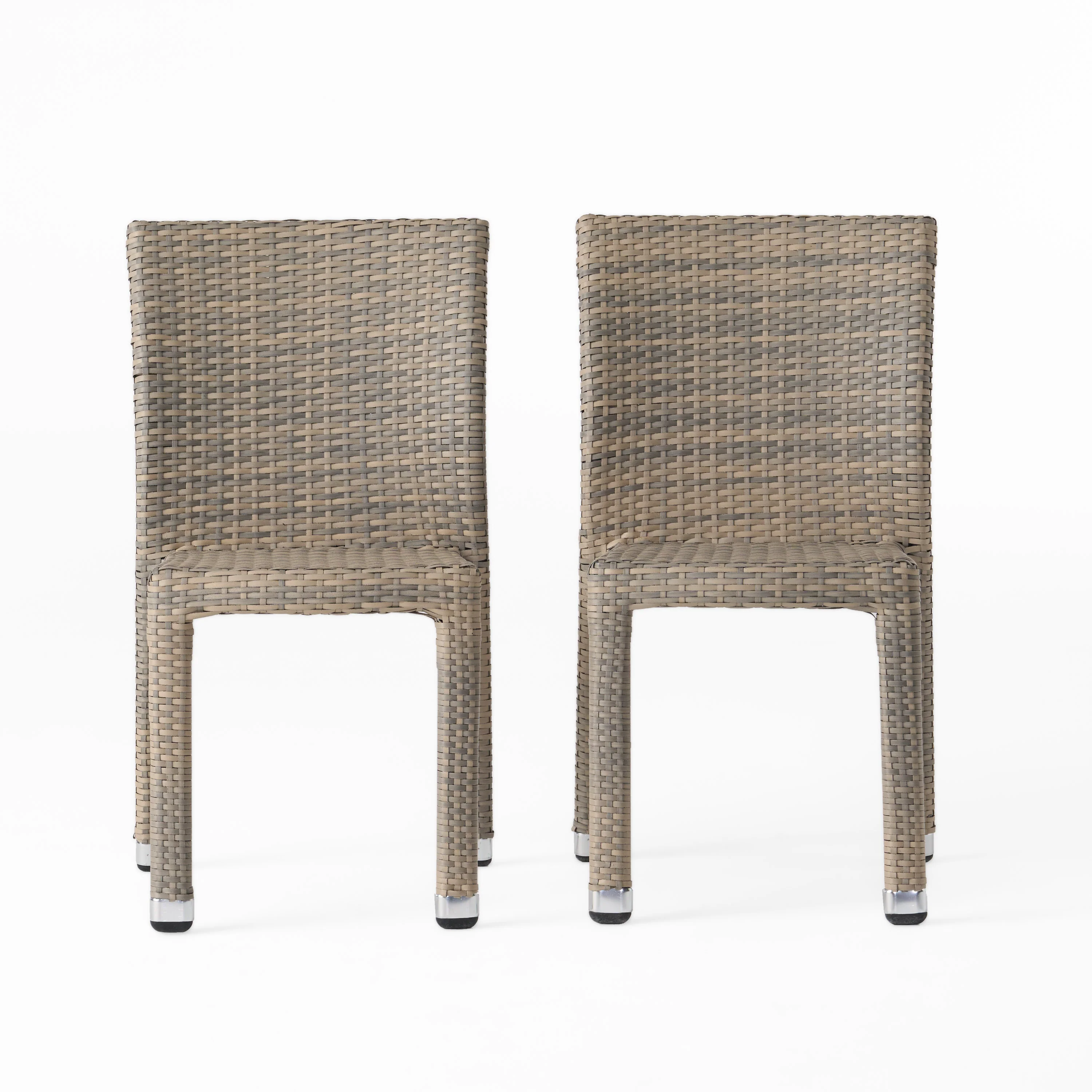Dorside Outdoor Wicker Armless Stack Chairs With Aluminum Frame - furnishings