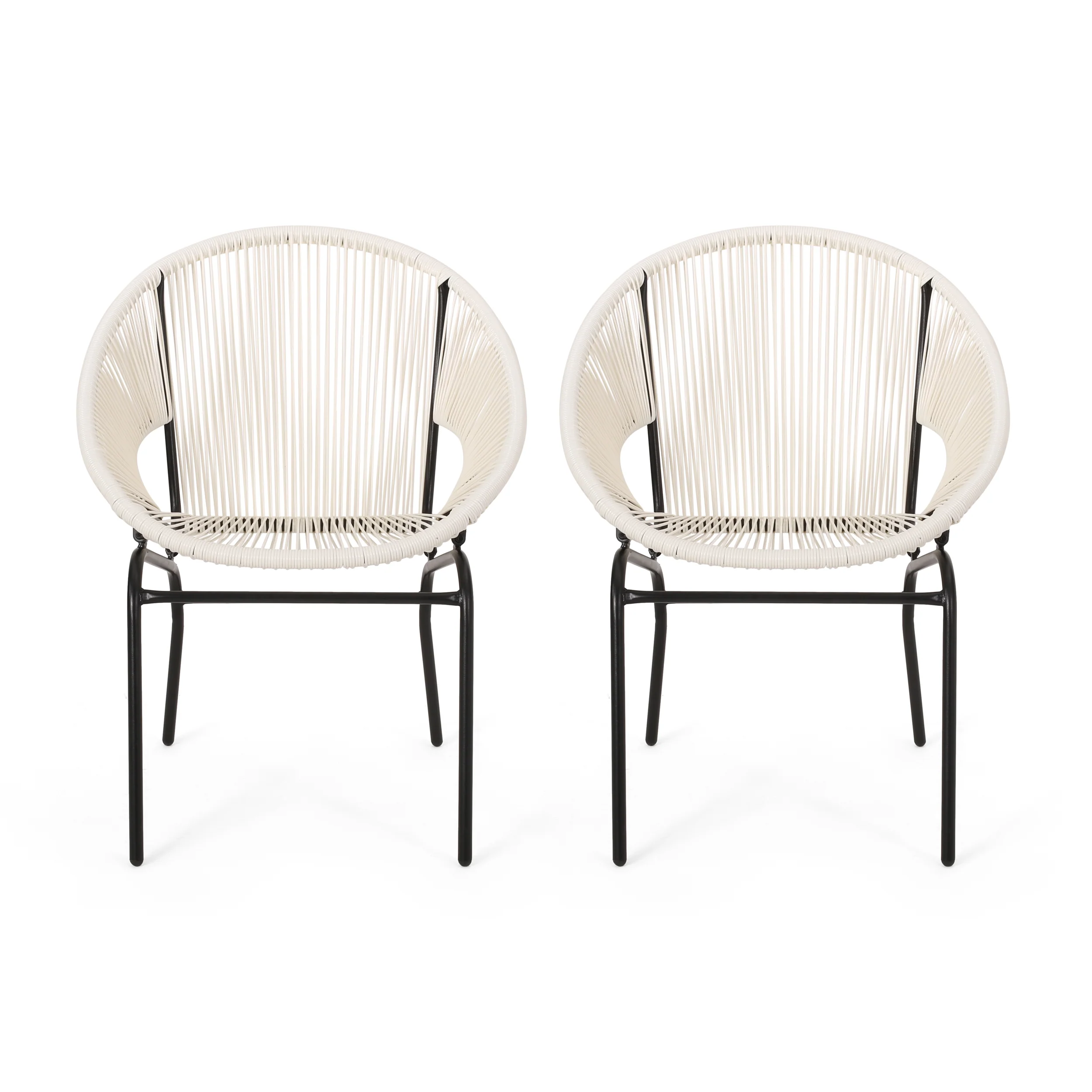 Modesty Outdoor Modern Faux Rattan Club Chair (Set of 2) - furnishings