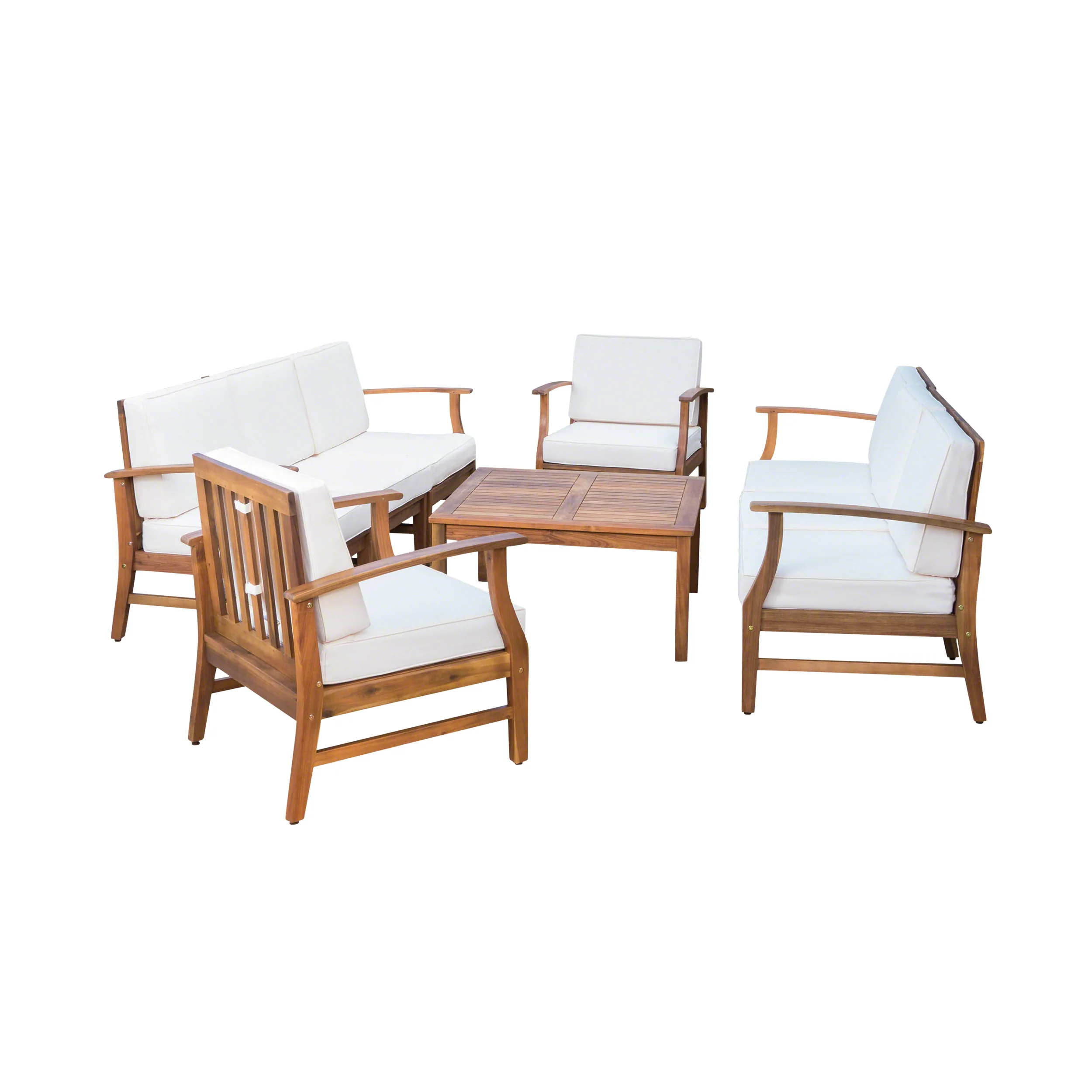 Scarlett Outdoor 8 Seat Teak Finished Acacia Wood Sofa and Table Set - furnishings