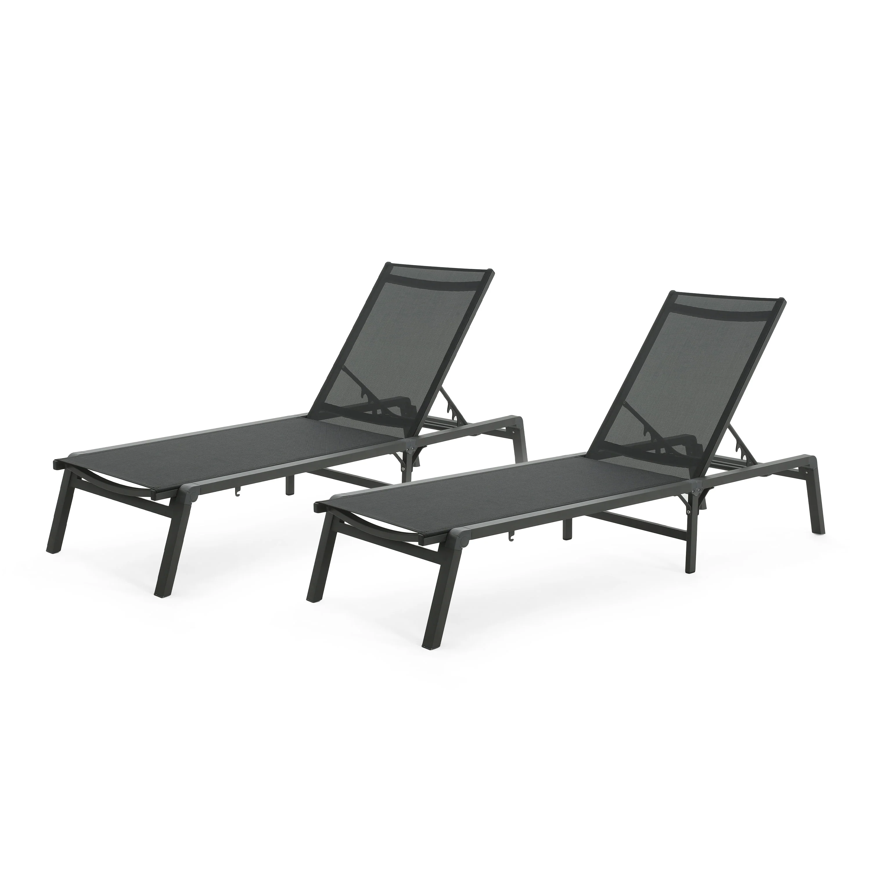 Savannah Outdoor Aluminum Folding Chaise Lounge, Set of 2 - furnishings