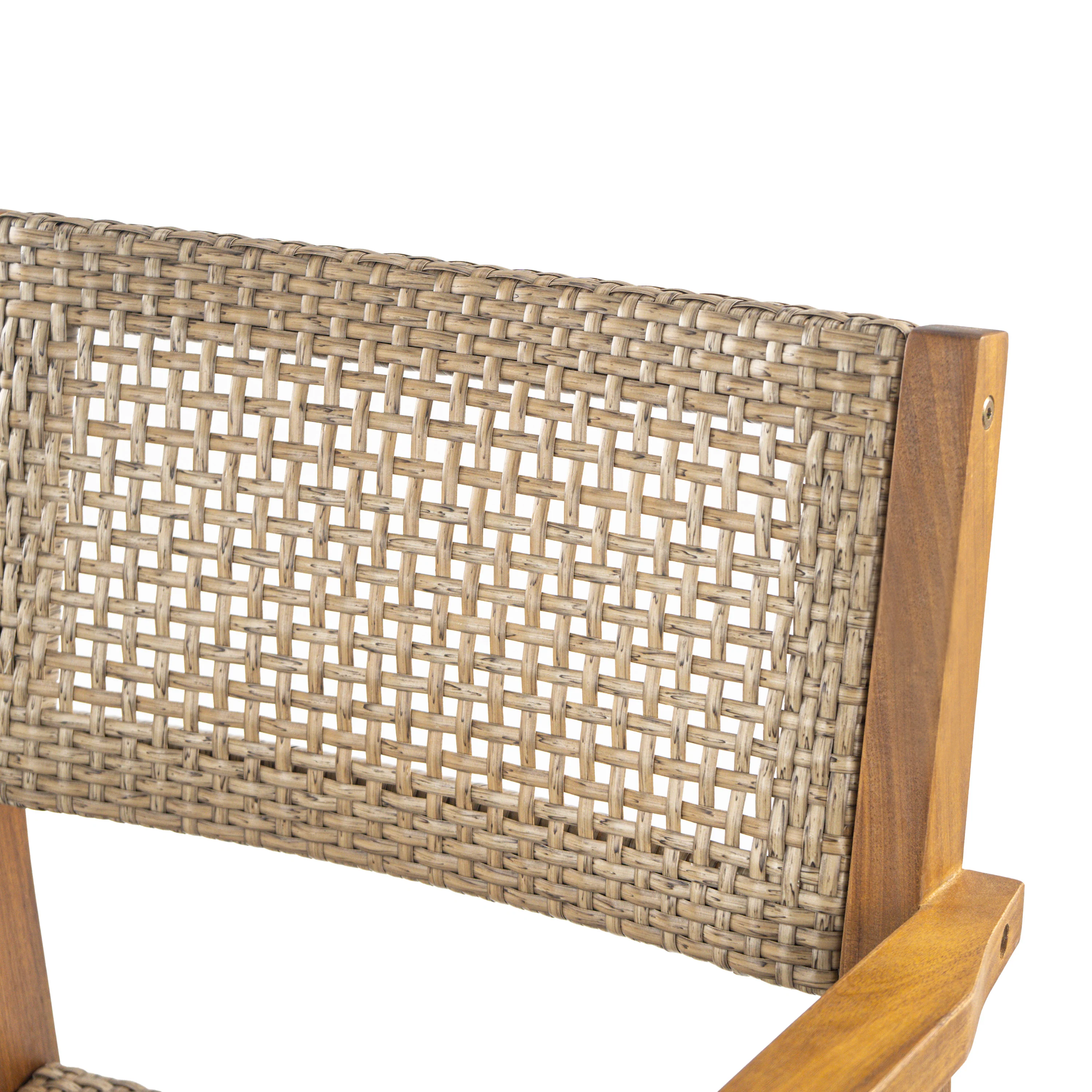 Summerlyn Patio Acacia Wood Dining Chairs, PE Wicker, Set of 2 - furnishings