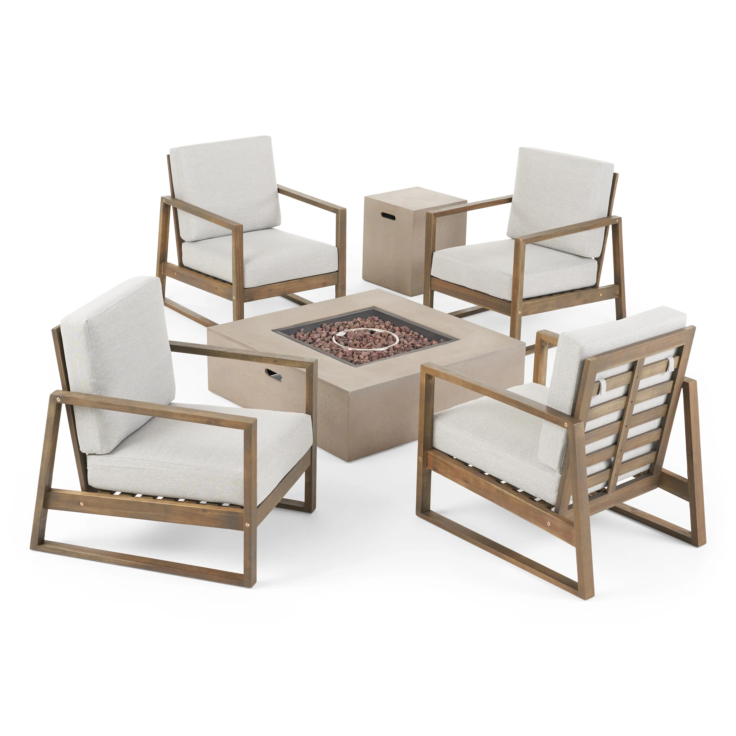 Marlee Outdoor 4 Seater Chat Set with Fire Pit - furnishings