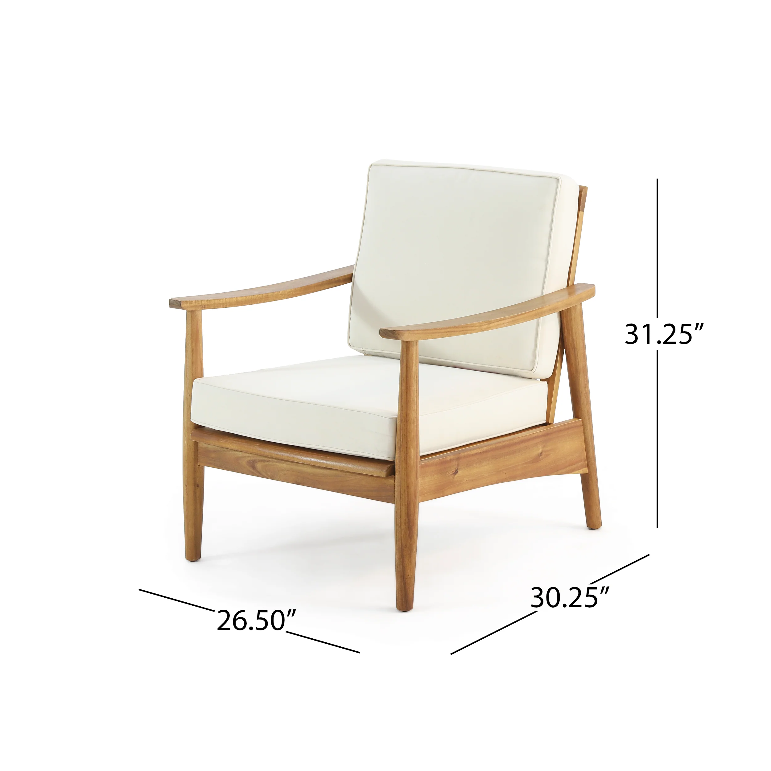 Emmry Outdoor Acacia Wood Club Chair - furnishings