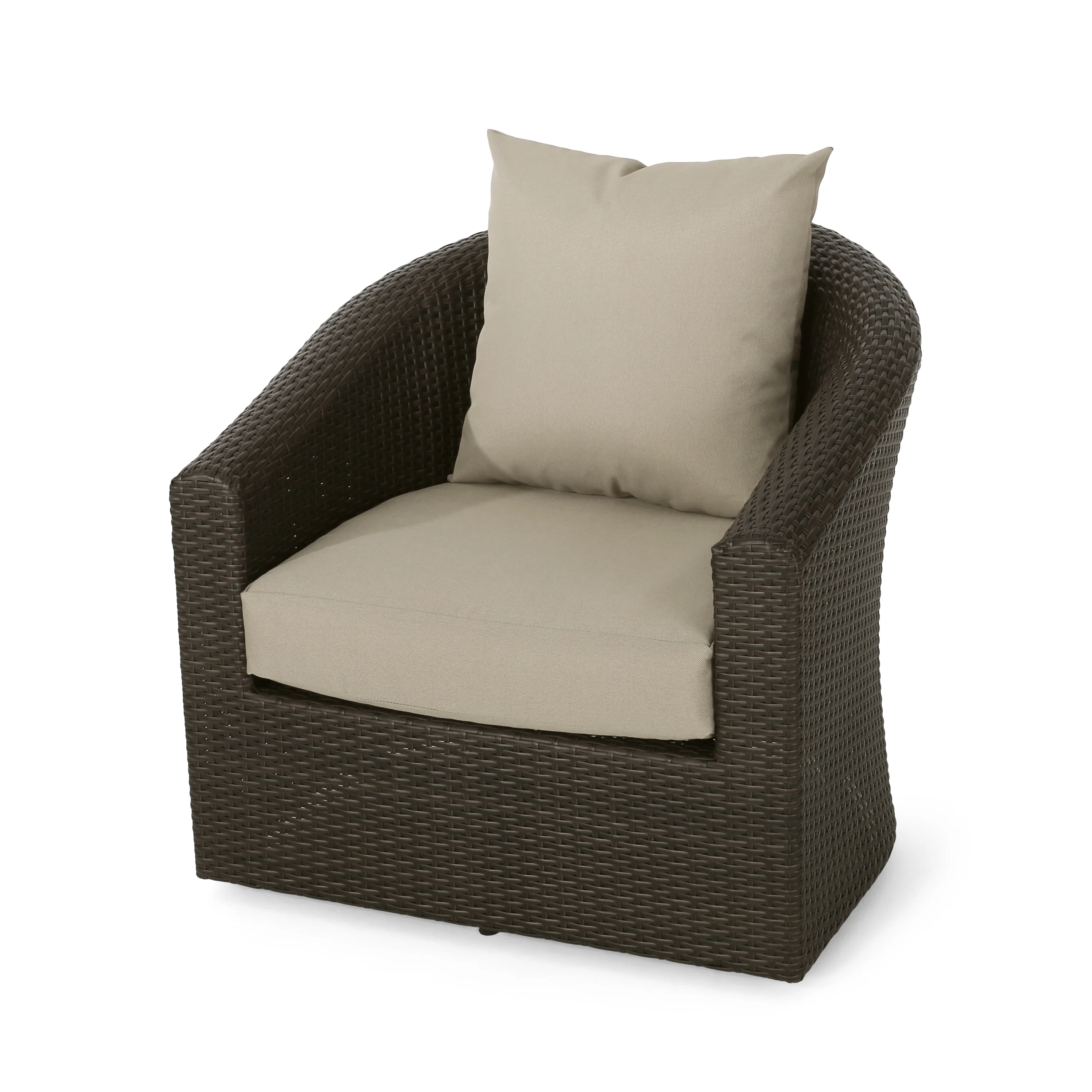 Gletchburg Outdoor 5 Piece Fire Pit Wicker Swivel Club Chair Chat Set - furnishings